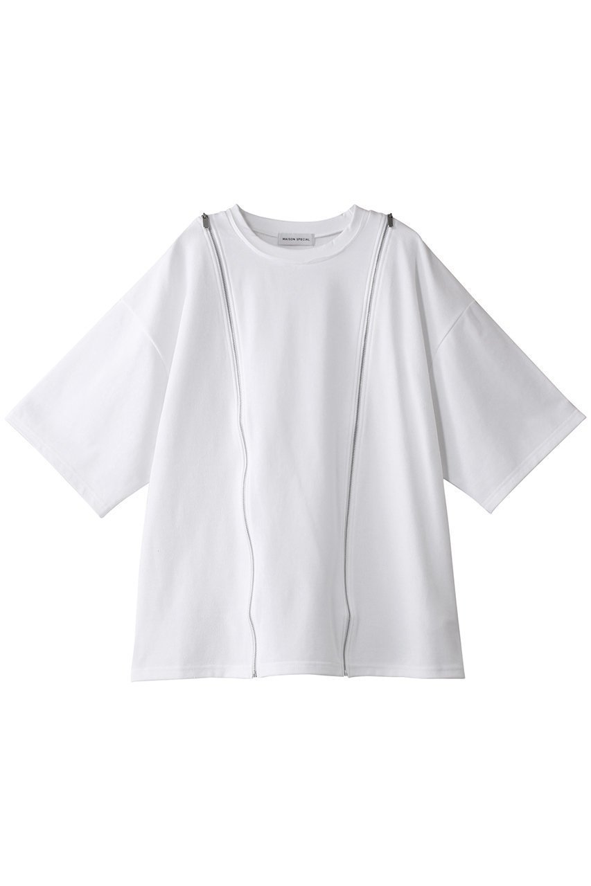 【メゾンスペシャル/MAISON SPECIAL】のShoulder Zip Design T-shirt/ショルダージップTシャツ インテリア・キッズ・メンズ・レディースファッション・服の通販 founy(ファニー) 　ファッション　Fashion　レディースファッション　Fashion for Women　トップス・カットソー　Cut & Sew Tops　シャツ・ブラウス・オフィスカジュアル　Elegant Blouses & Button-Ups　ロングTシャツ・Tシャツ　Longline T-Shirts & Tees　カットソー・ベーシックTシャツ　Cut-and-Sewn Tops / Stretch Tees & Basics　インナー　Innerwear　春　Spring　吸水　Absorbent, Quick-Dry　ショート　Short, Short Length　ジップ　Zip, Zipper　スリーブ　Sleeve, Long Sleeve / Short Sleeve　ボックス　Boxy, Box Shape　ロング　Long, Long-Length　おすすめ　Recommended / Our Picks　夏　Summer　WHT(ホワイト)|ID: prp329100004343835 ipo3291000000032875181