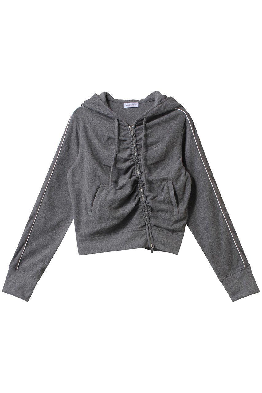 【メゾンスペシャル/MAISON SPECIAL】のGather Pile Fabric Short Length Hoodie/ギャザーパイルショートフーディー インテリア・キッズ・メンズ・レディースファッション・服の通販 founy(ファニー) 　ファッション　Fashion　レディースファッション　Fashion for Women　トップス・カットソー　Cut & Sew Tops　シャツ・ブラウス・オフィスカジュアル　Elegant Blouses & Button-Ups　レディースパーカー・カジュアルフーディー　Casual Hoodies & Sweatshirts　ロングTシャツ・Tシャツ　Longline T-Shirts & Tees　スウェット・クルーネックトップス　Sweatshirts & Crewnecks / Relaxed Fit Sweat Tops　カットソー・ベーシックTシャツ　Cut-and-Sewn Tops / Stretch Tees & Basics　ギャザー　Gathered, Ruffled　ショート　Short, Short Length　スタイリッシュ　Stylish, Fashionable　セットアップ　Set-Up, Coordinated Outfit　トレンド　Trend, Trending Now　フレア　Flare, Flared　フロント　Front, Front Design　おすすめ　Recommended / Our Picks　GRY(グレー)|ID: prp329100004343836 ipo3291000000032869596