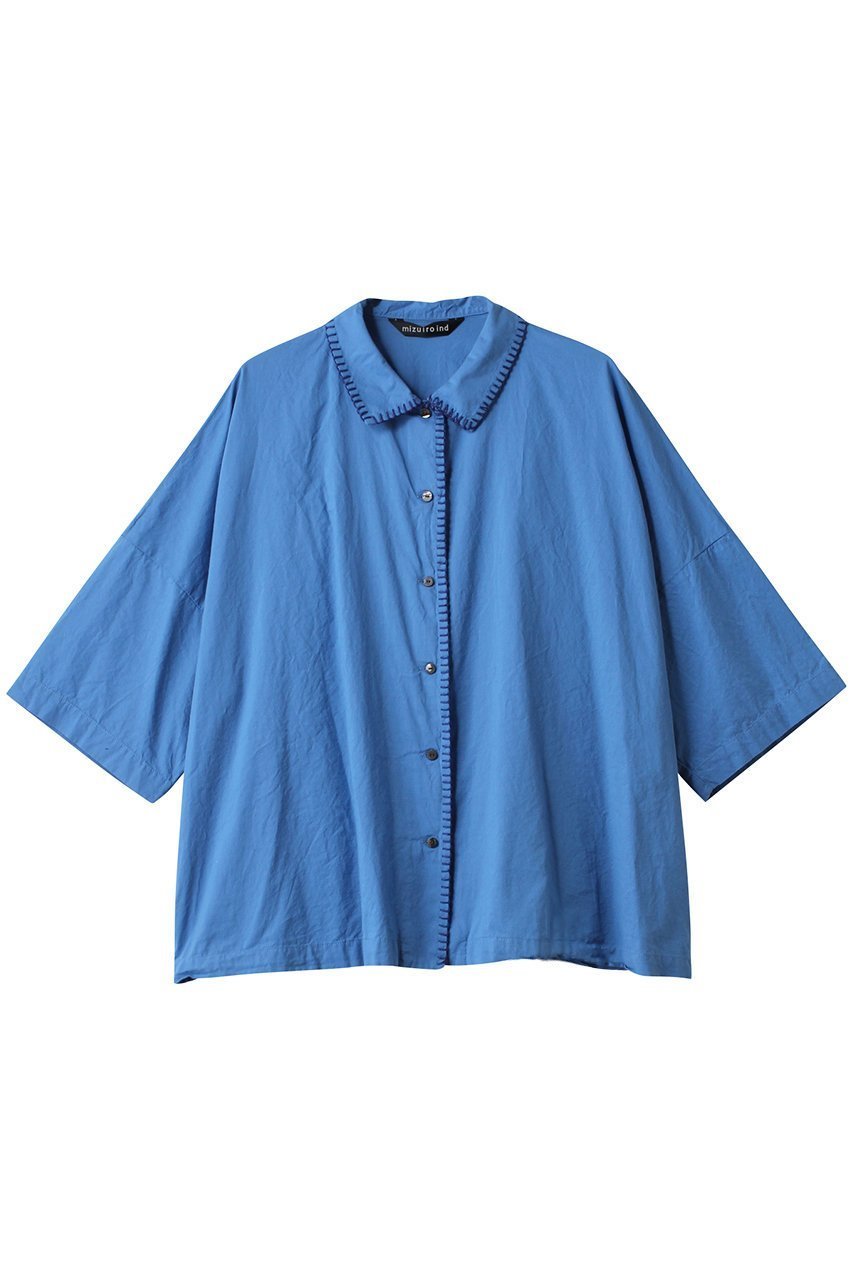 【ミズイロ インド/mizuiro ind】のblanket stitch wide shirt シャツ インテリア・キッズ・メンズ・レディースファッション・服の通販 founy(ファニー) 　ファッション　Fashion　レディースファッション　WOMEN　トップス・カットソー　Tops/Tshirt　シャツ/ブラウス　Shirts/Blouses　2025年　2025　2025春夏・S/S　Ss,Spring/Summer,2025　ショート　Short　シンプル　Simple　スリーブ　Sleeve　ハンド　Hand　ブランケット　Blanket　夏　Summer　春　Spring　S/S・春夏　Ss・Spring/Summer　blue|ID: prp329100004343856 ipo3291000000030317050