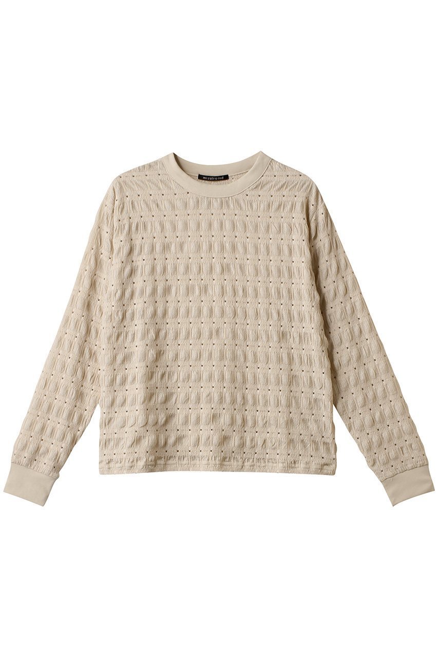 【ミズイロ インド/mizuiro ind】のsheer pattern long T Tシャツ インテリア・キッズ・メンズ・レディースファッション・服の通販 founy(ファニー) 　ファッション　Fashion　レディースファッション　Fashion for Women　トップス・カットソー　Cut & Sew Tops　シャツ・ブラウス・オフィスカジュアル　Elegant Blouses & Button-Ups　ロングTシャツ・Tシャツ　Longline T-Shirts & Tees　カットソー・ベーシックTシャツ　Cut-and-Sewn Tops / Stretch Tees & Basics　アイレット　Eyelet Lace　シアー　Sheer, See-Through　スリーブ　Sleeve, Long Sleeve / Short Sleeve　ロング　Long, Long-Length　エレガント 上品　Elegant　beige|ID: prp329100004343857 ipo3291000000032884602