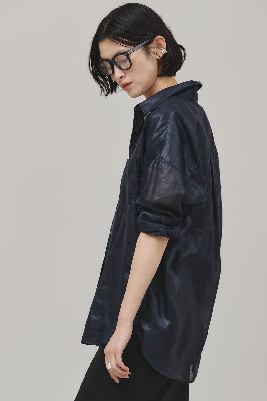 【カレンソロジー/Curensology】のシアーラスターシャツ 人気、トレンドファッション・服の通販 founy(ファニー) 　ファッション　Fashion　レディースファッション　Fashion for Women　トップス・カットソー　Cut & Sew Tops　シャツ・ブラウス・オフィスカジュアル　Elegant Blouses & Button-Ups　クラシック　Classic, Timeless Style　サテン　Satin, Glossy Fabric　シアー　Sheer, See-Through　スリーブ　Sleeve, Long Sleeve / Short Sleeve　フィット　Fit, Slim Fit　ベーシック　Basic, Essential　ポケット　Pocket, Pocket Detail　モダン　Modern, Contemporary　リネン　Linen, Linen Fabric　リラックス　Relax, Relaxed Fit　ロング　Long, Long-Length　エレガント 上品　Elegant　再入荷　Restock / Back in Stock　夏　Summer　other-3|ID: prp329100004343866 ipo3291000000032613775