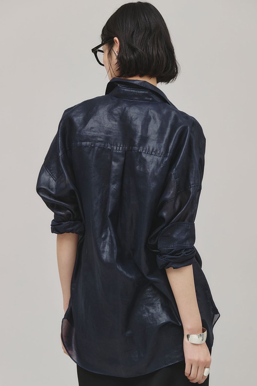 【カレンソロジー/Curensology】のシアーラスターシャツ 人気、トレンドファッション・服の通販 founy(ファニー) 　ファッション　Fashion　レディースファッション　Fashion for Women　トップス・カットソー　Cut & Sew Tops　シャツ・ブラウス・オフィスカジュアル　Elegant Blouses & Button-Ups　クラシック　Classic, Timeless Style　サテン　Satin, Glossy Fabric　シアー　Sheer, See-Through　スリーブ　Sleeve, Long Sleeve / Short Sleeve　フィット　Fit, Slim Fit　ベーシック　Basic, Essential　ポケット　Pocket, Pocket Detail　モダン　Modern, Contemporary　リネン　Linen, Linen Fabric　リラックス　Relax, Relaxed Fit　ロング　Long, Long-Length　エレガント 上品　Elegant　再入荷　Restock / Back in Stock　夏　Summer　other-4|ID: prp329100004343866 ipo3291000000032613776
