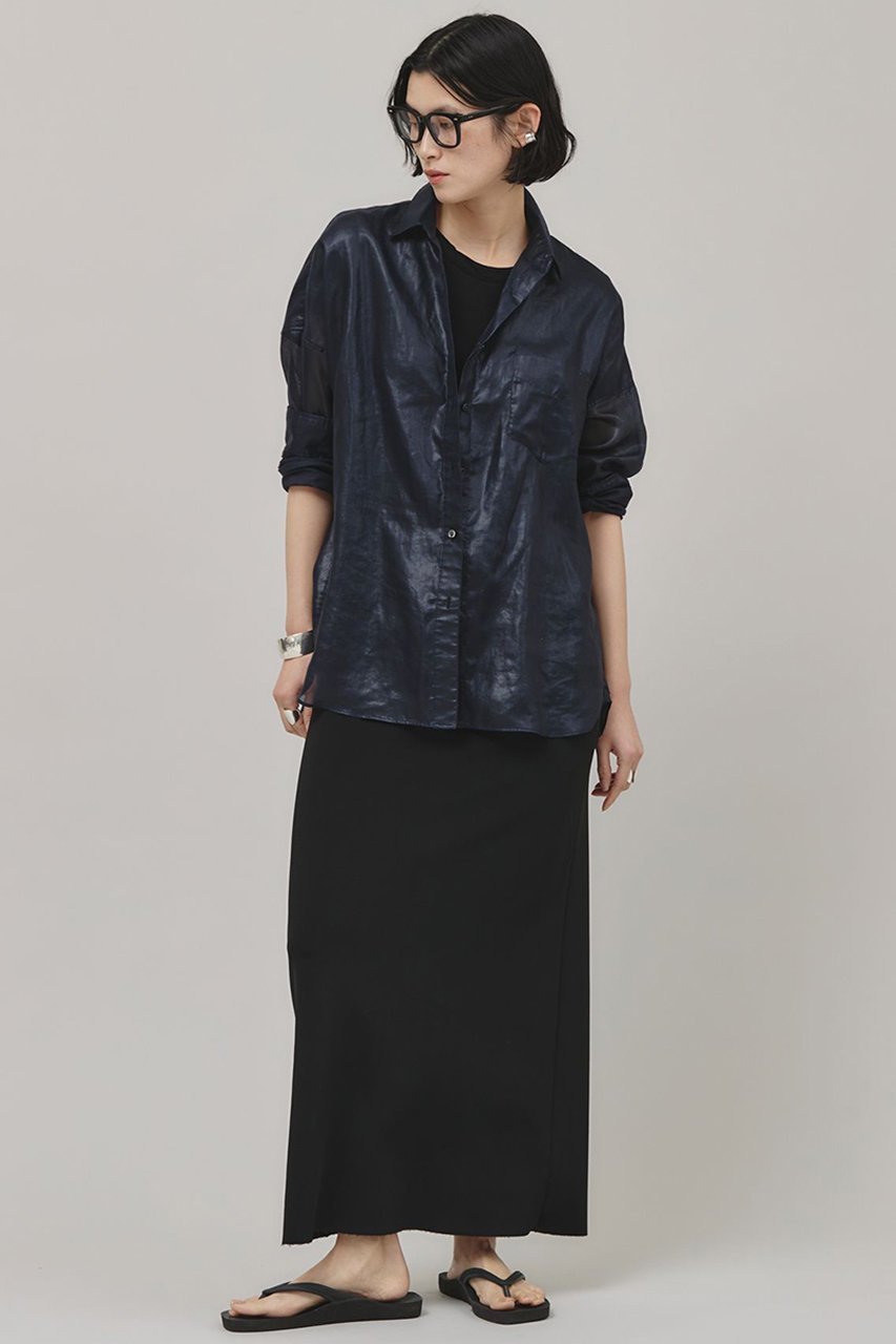 【カレンソロジー/Curensology】のシアーラスターシャツ 人気、トレンドファッション・服の通販 founy(ファニー) 　ファッション　Fashion　レディースファッション　Fashion for Women　トップス・カットソー　Cut & Sew Tops　シャツ・ブラウス・オフィスカジュアル　Elegant Blouses & Button-Ups　クラシック　Classic, Timeless Style　サテン　Satin, Glossy Fabric　シアー　Sheer, See-Through　スリーブ　Sleeve, Long Sleeve / Short Sleeve　フィット　Fit, Slim Fit　ベーシック　Basic, Essential　ポケット　Pocket, Pocket Detail　モダン　Modern, Contemporary　リネン　Linen, Linen Fabric　リラックス　Relax, Relaxed Fit　ロング　Long, Long-Length　エレガント 上品　Elegant　再入荷　Restock / Back in Stock　夏　Summer　other-6|ID: prp329100004343866 ipo3291000000032613778