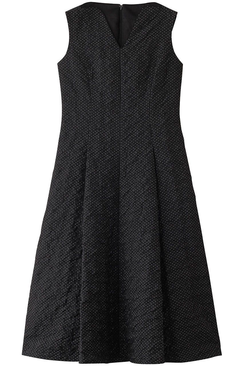 【アナイ/ANAYI】のドットJQデコルテスリットワンピース インテリア・キッズ・メンズ・レディースファッション・服の通販 founy(ファニー) 　ファッション　Fashion　レディースファッション　Fashion for Women　ワンピース　Dresses　チュニック　Tunic Tops & Dresses　おすすめ　Recommended / Our Picks　イタリア　Italy　ジャカード／ジャガード　Jacquard, Woven Pattern　スリット　Slit, Slit Detail　チュニック　Tunic, Long Top　デコルテ　Décolleté, Neckline　ドット　Polka Dot, Dot Pattern　パーティ　Party, Party Style　フレア　Flare, Flared　ロング　Long, Long-Length　再入荷　Restock / Back in Stock　ブラック|ID: prp329100004343874 ipo3291000000035052797