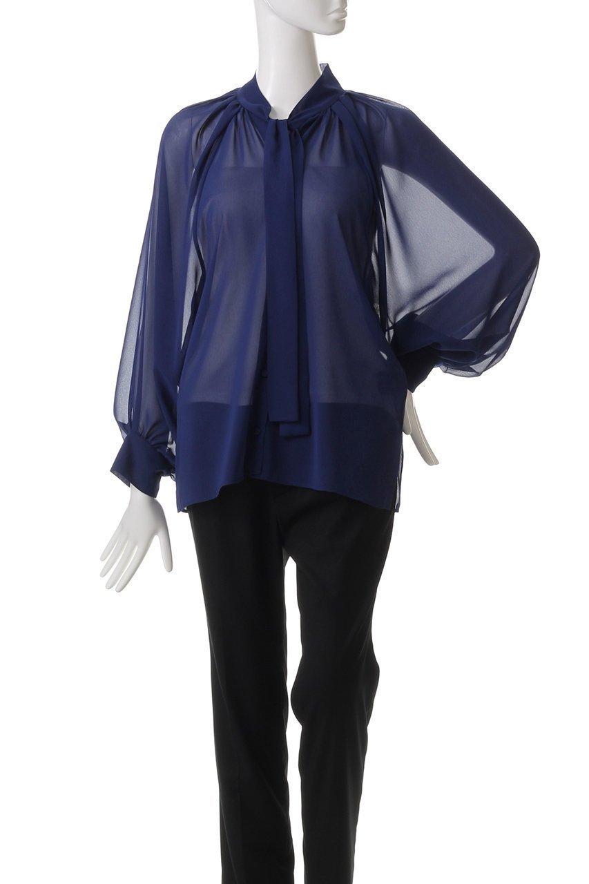 【ヒューエルミュージアム/hueLe Museum】の【hLM】シフォンボウタイブラウス 人気、トレンドファッション・服の通販 founy(ファニー) 　ファッション　Fashion　レディースファッション　Fashion for Women　トップス・カットソー　Cut & Sew Tops　シャツ・ブラウス・オフィスカジュアル　Elegant Blouses & Button-Ups　エレガント 上品　Elegant　スリーブ　Sleeve, Long Sleeve / Short Sleeve　ドレープ　Drape, Draping Fabric　ロング　Long, Long-Length　other-2|ID: prp329100004343875 ipo3291000000036398350