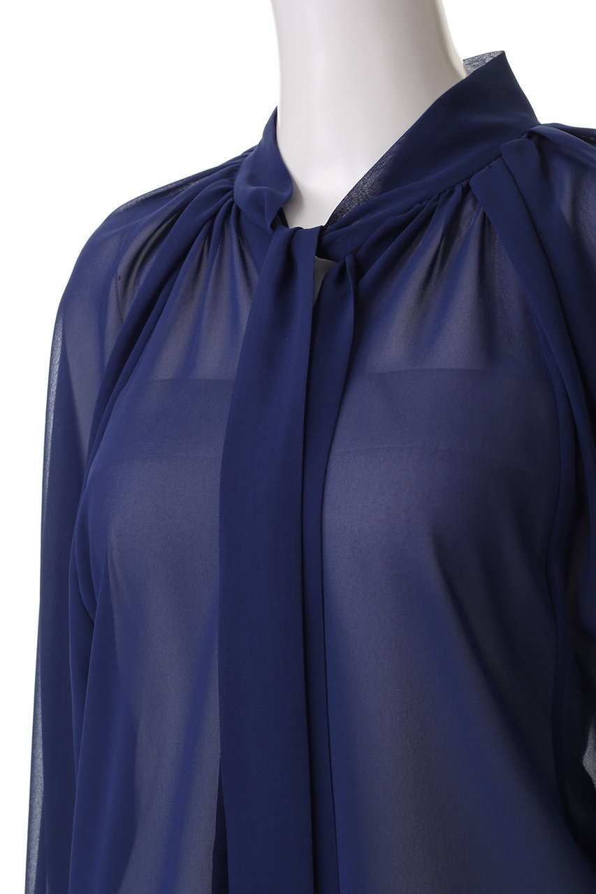 【ヒューエルミュージアム/hueLe Museum】の【hLM】シフォンボウタイブラウス 人気、トレンドファッション・服の通販 founy(ファニー) 　ファッション　Fashion　レディースファッション　Fashion for Women　トップス・カットソー　Cut & Sew Tops　シャツ・ブラウス・オフィスカジュアル　Elegant Blouses & Button-Ups　エレガント 上品　Elegant　スリーブ　Sleeve, Long Sleeve / Short Sleeve　ドレープ　Drape, Draping Fabric　ロング　Long, Long-Length　other-5|ID: prp329100004343875 ipo3291000000036398353