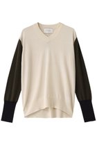 【ベイジ,/BEIGE,】のBURNET(バーネット)/カラーミックスVネックトップ 人気、トレンドファッション・服の通販 founy(ファニー) ファッション Fashion レディースファッション WOMEN トップス・カットソー Tops/Tshirt ニット Knit Tops プルオーバー Pullover Vネック V-Neck 2025年 2025 2025春夏・S/S Ss,Spring/Summer,2025 スリーブ Sleeve ベーシック Basic ミックス Mix ロング Long 夏 Summer 春 Spring S/S・春夏 Ss・Spring/Summer thumbnail Ecru×Khaki×Navy|ID: prp329100004343878 ipo3291000000030317120