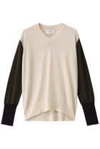 【ベイジ,/BEIGE,】のBURNET(バーネット)/カラーミックスVネックトップ Ecru×Khaki×Navy|ID: prp329100004343878 ipo3291000000032957131