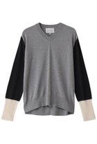 【ベイジ,/BEIGE,】のBURNET(バーネット)/カラーミックスVネックトップ Grey×Black×Ecru|ID: prp329100004343878 ipo3291000000035066146