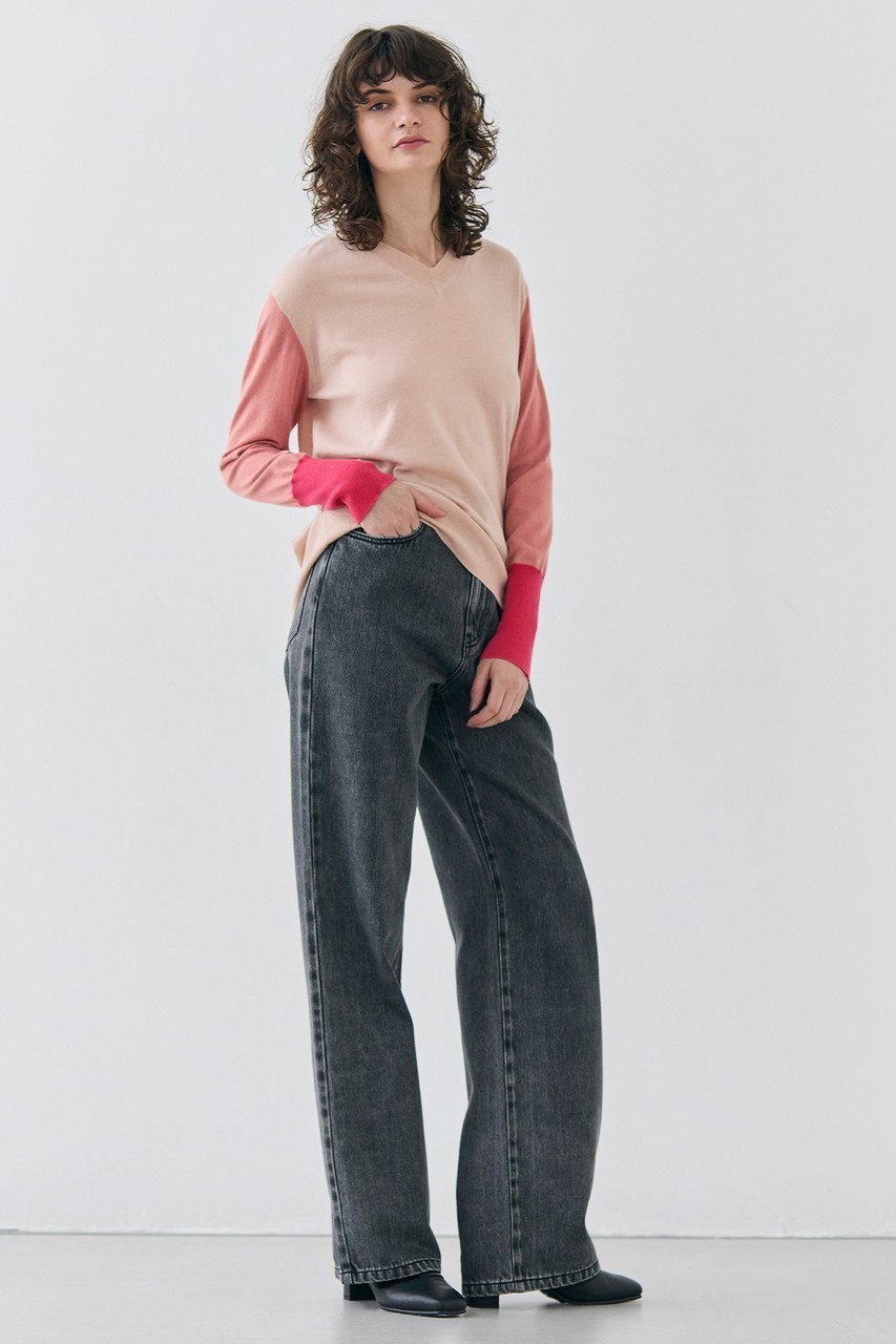 【ベイジ,/BEIGE,】のBURNET(バーネット)/カラーミックスVネックトップ 人気、トレンドファッション・服の通販 founy(ファニー) 　ファッション　Fashion　レディースファッション　Fashion for Women　トップス・カットソー　Cut & Sew Tops　ニット　Knit Tops & Sweaters　カジュアルプルオーバー・ニットトップス　Pullovers & Knit Tops / Casual Pullovers　Vネックトップス　V-Neck Tops / V-Cut Neckline Shirts　スリーブ　Sleeve, Long Sleeve / Short Sleeve　ベーシック　Basic, Essential　ミックス　Mix, Mixed Style　ロング　Long, Long-Length　other-6|ID: prp329100004343878 ipo3291000000035066153