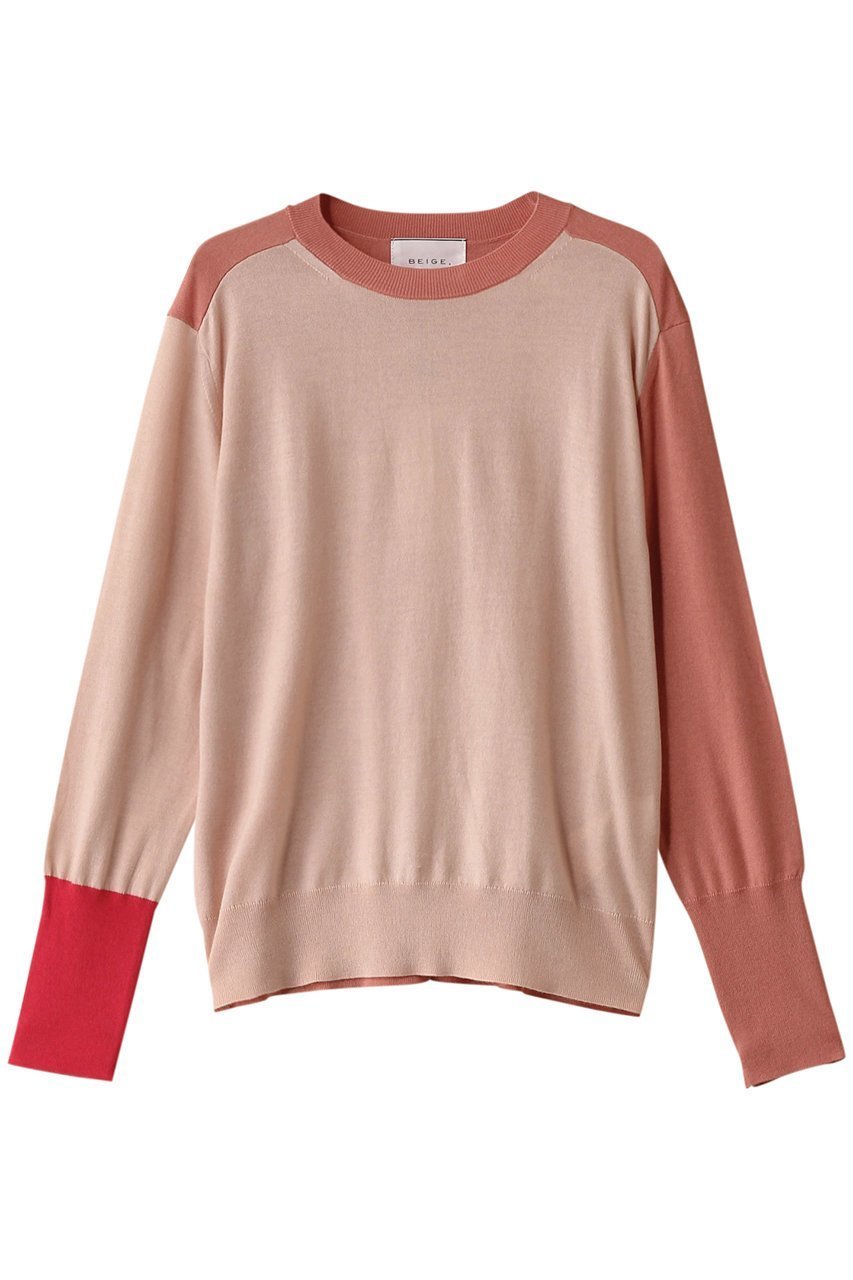 【ベイジ,/BEIGE,】のBURNET(バーネット)/カラーミックスクルーネックトップ インテリア・キッズ・メンズ・レディースファッション・服の通販 founy(ファニー) 　ファッション　Fashion　レディースファッション　Fashion for Women　トップス・カットソー　Cut & Sew Tops　ニット　Knit Tops & Sweaters　カジュアルプルオーバー・ニットトップス　Pullovers & Knit Tops / Casual Pullovers　ベーシック　Basic, Essential　Nude×Salmon×Pink|ID: prp329100004343879 ipo3291000000032957186