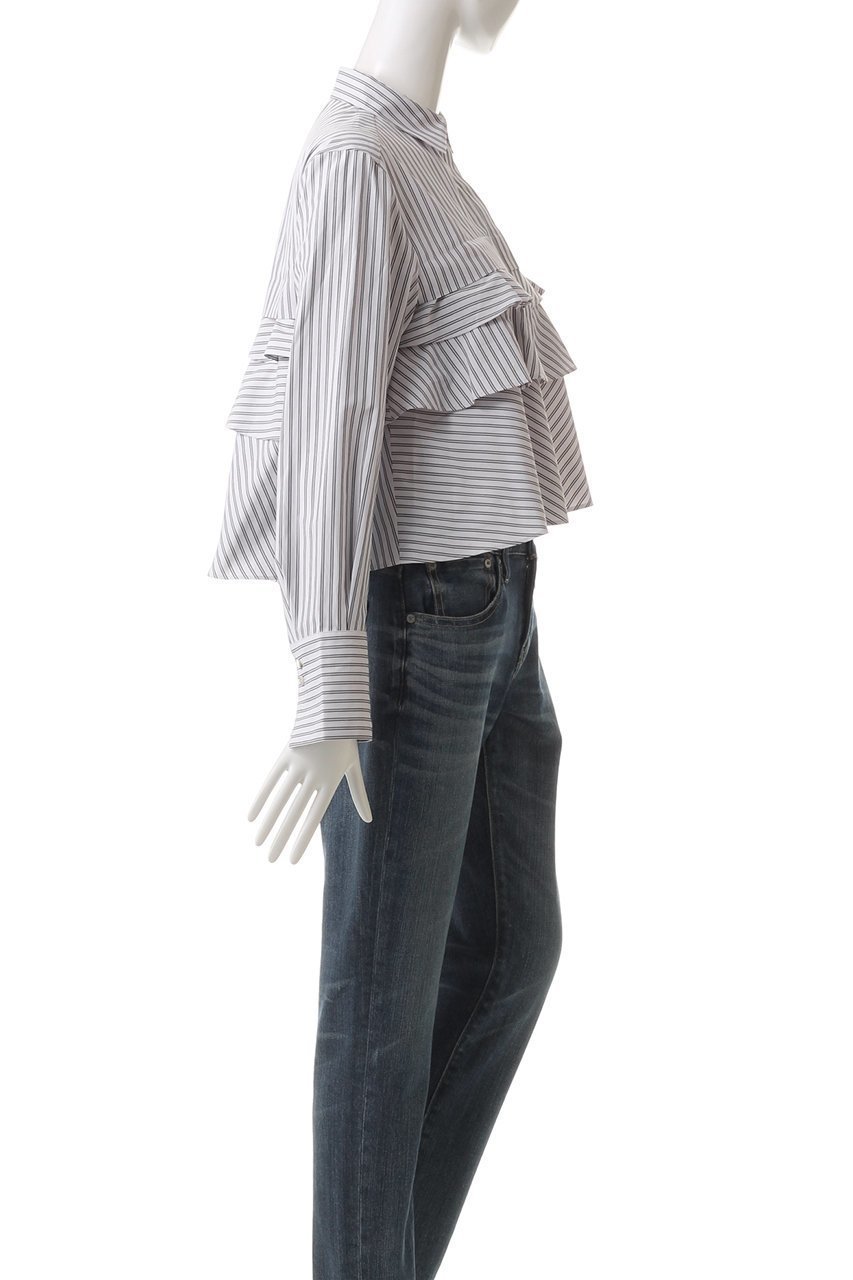 【マリリンムーン/MARILYN MOON】のレイヤードラッフルブラウス 人気、トレンドファッション・服の通販 founy(ファニー) 　ファッション　Fashion　レディースファッション　Fashion for Women　トップス・カットソー　Cut & Sew Tops　シャツ・ブラウス・オフィスカジュアル　Elegant Blouses & Button-Ups　おすすめ　Recommended / Our Picks　カフス　Cuff Design　コンパクト　Compact, Small Size　スリーブ　Sleeve, Long Sleeve / Short Sleeve　デニム　Denim, Jeans Material　バランス　Balance, Style Balance　フリル　Frill, Ruffle　フレア　Flare, Flared　ラッフル　Ruffle, Frill　ロング　Long, Long-Length　ワイド　Wide, Wide Fit　台形　A-Line, Trapezoid Shape　other-3|ID: prp329100004345050 ipo3291000000032863199