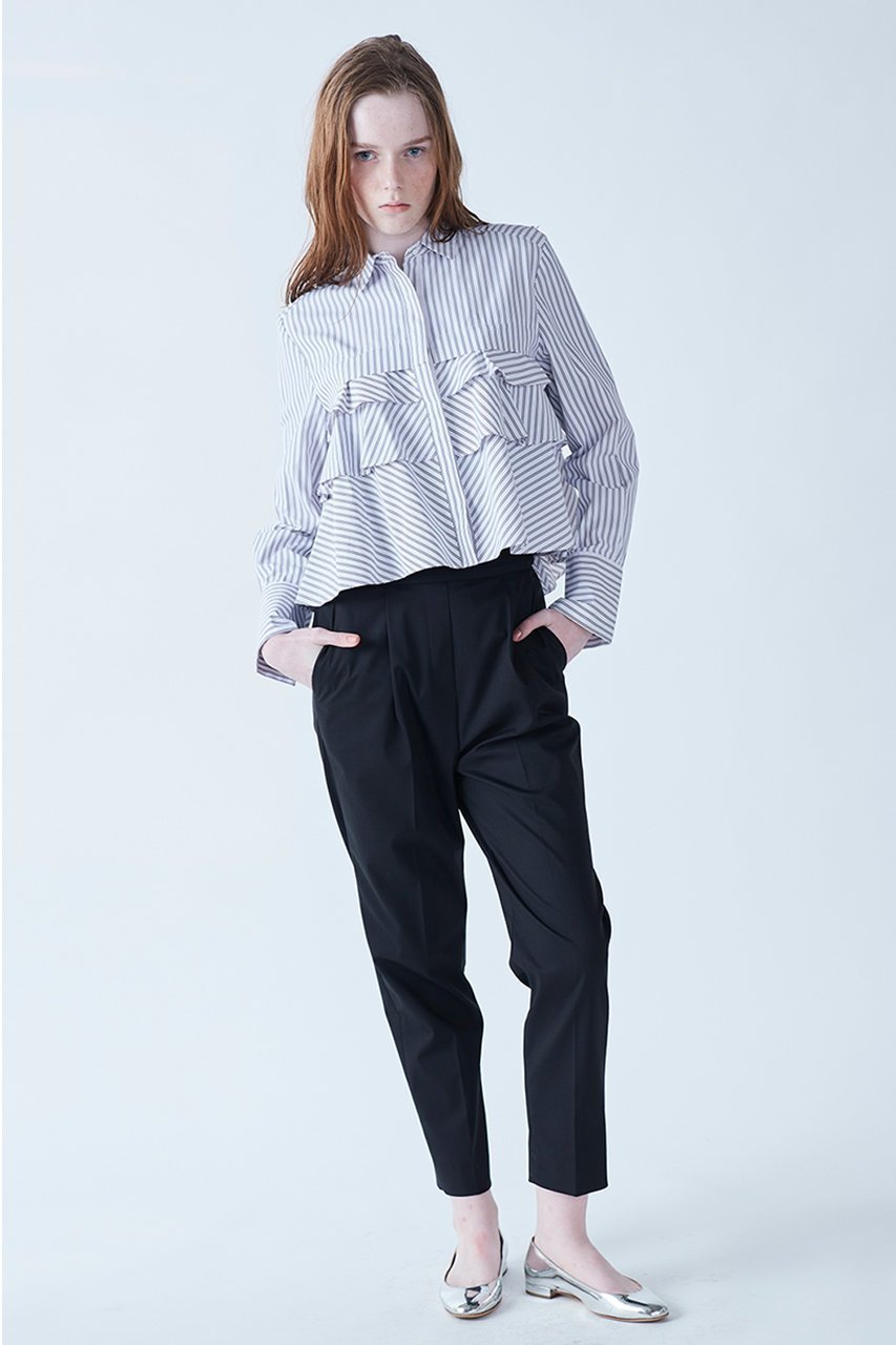 【マリリンムーン/MARILYN MOON】のレイヤードラッフルブラウス 人気、トレンドファッション・服の通販 founy(ファニー) 　ファッション　Fashion　レディースファッション　Fashion for Women　トップス・カットソー　Cut & Sew Tops　シャツ・ブラウス・オフィスカジュアル　Elegant Blouses & Button-Ups　おすすめ　Recommended / Our Picks　カフス　Cuff Design　コンパクト　Compact, Small Size　スリーブ　Sleeve, Long Sleeve / Short Sleeve　デニム　Denim, Jeans Material　バランス　Balance, Style Balance　フリル　Frill, Ruffle　フレア　Flare, Flared　ラッフル　Ruffle, Frill　ロング　Long, Long-Length　ワイド　Wide, Wide Fit　台形　A-Line, Trapezoid Shape　other-6|ID: prp329100004345050 ipo3291000000032863217