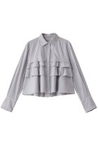 【マリリンムーン/MARILYN MOON】のレイヤードラッフルブラウス 人気、トレンドファッション・服の通販 founy(ファニー) ファッション Fashion レディースファッション Fashion for Women トップス・カットソー Cut & Sew Tops シャツ・ブラウス・オフィスカジュアル Elegant Blouses & Button-Ups おすすめ Recommended / Our Picks カフス Cuff Design コンパクト Compact, Small Size スリーブ Sleeve, Long Sleeve / Short Sleeve デニム Denim, Jeans Material バランス Balance, Style Balance フリル Frill, Ruffle フレア Flare, Flared ラッフル Ruffle, Frill ロング Long, Long-Length ワイド Wide, Wide Fit 台形 A-Line, Trapezoid Shape thumbnail ブラック×ホワイト|ID: prp329100004345050 ipo3291000000035739714