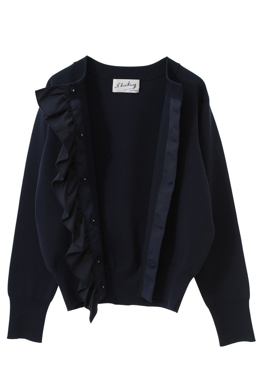 【マルティニーク/martinique】の【l heritage martinique】タフタフリルカーディガン 人気、トレンドファッション・服の通販 founy(ファニー) 　ファッション　Fashion　レディースファッション　Fashion for Women　トップス・カットソー　Cut & Sew Tops　ニット　Knit Tops & Sweaters　カーディガン・羽織り　Layered Style Cardigans　ヴィンテージ　Vintage Style　カーディガン　Cardigan, Knitwear　ジャケット　Jacket, Outerwear　スタンダード　Standard, Basic　タフタ　Taffeta, Structured Fabric　フリル　Frill, Ruffle　ブルゾン　Blouson, Bomber Jacket　再入荷　Restock / Back in Stock　おすすめ　Recommended / Our Picks　other-6|ID: prp329100004345065 ipo3291000000034952998