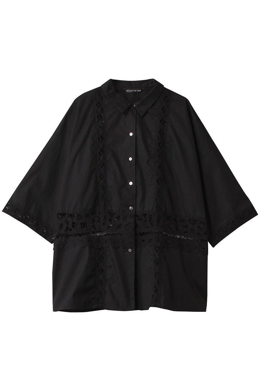 【ミズイロ インド/mizuiro ind】のbatten lace wide shirt シャツ インテリア・キッズ・メンズ・レディースファッション・服の通販 founy(ファニー) 　ファッション　Fashion　レディースファッション　WOMEN　トップス・カットソー　Tops/Tshirt　シャツ/ブラウス　Shirts/Blouses　2025年　2025　2025春夏・S/S　Ss,Spring/Summer,2025　スリーブ　Sleeve　フェミニン　Feminine　マニッシュ　Mannish　レース　Race　ロング　Long　ワイド　Wide　エレガント 上品　Elegant　今季　This Season　夏　Summer　春　Spring　S/S・春夏　Ss・Spring/Summer　black|ID: prp329100004345115 ipo3291000000030328253