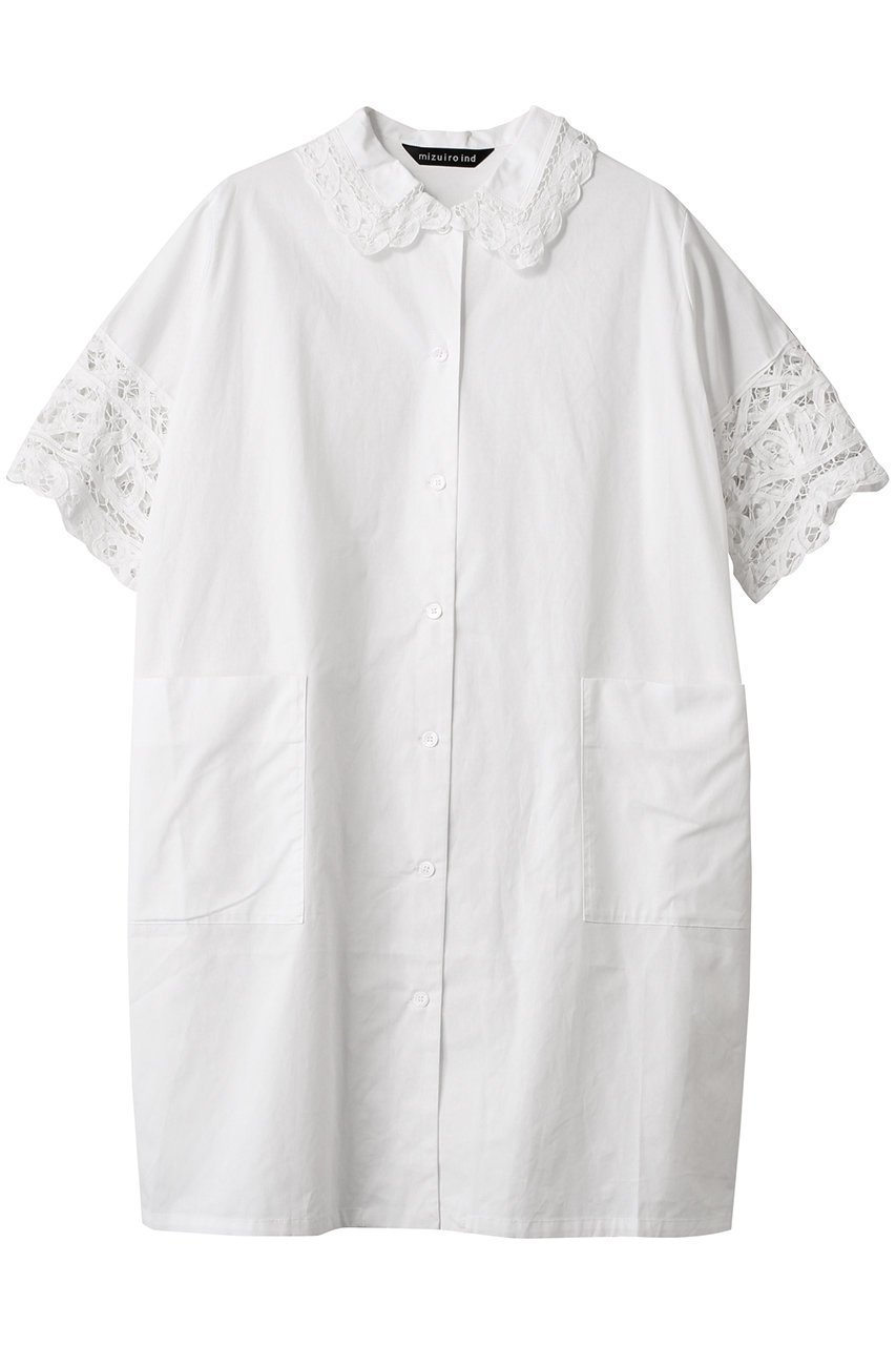 【ミズイロ インド/mizuiro ind】のbatten lace wide shirt OP ワンピース 人気、トレンドファッション・服の通販 founy(ファニー) 　ファッション　Fashion　レディースファッション　Fashion for Women　ワンピース　Dresses　チュニック　Tunic Tops & Dresses　チュニック　Tunic, Long Top　フェミニン　Feminine, Girly　フロント　Front, Front Design　レース　Lace, Lace Fabric　エレガント 上品　Elegant　 other-1|ID: prp329100004345116 ipo3291000000032883585