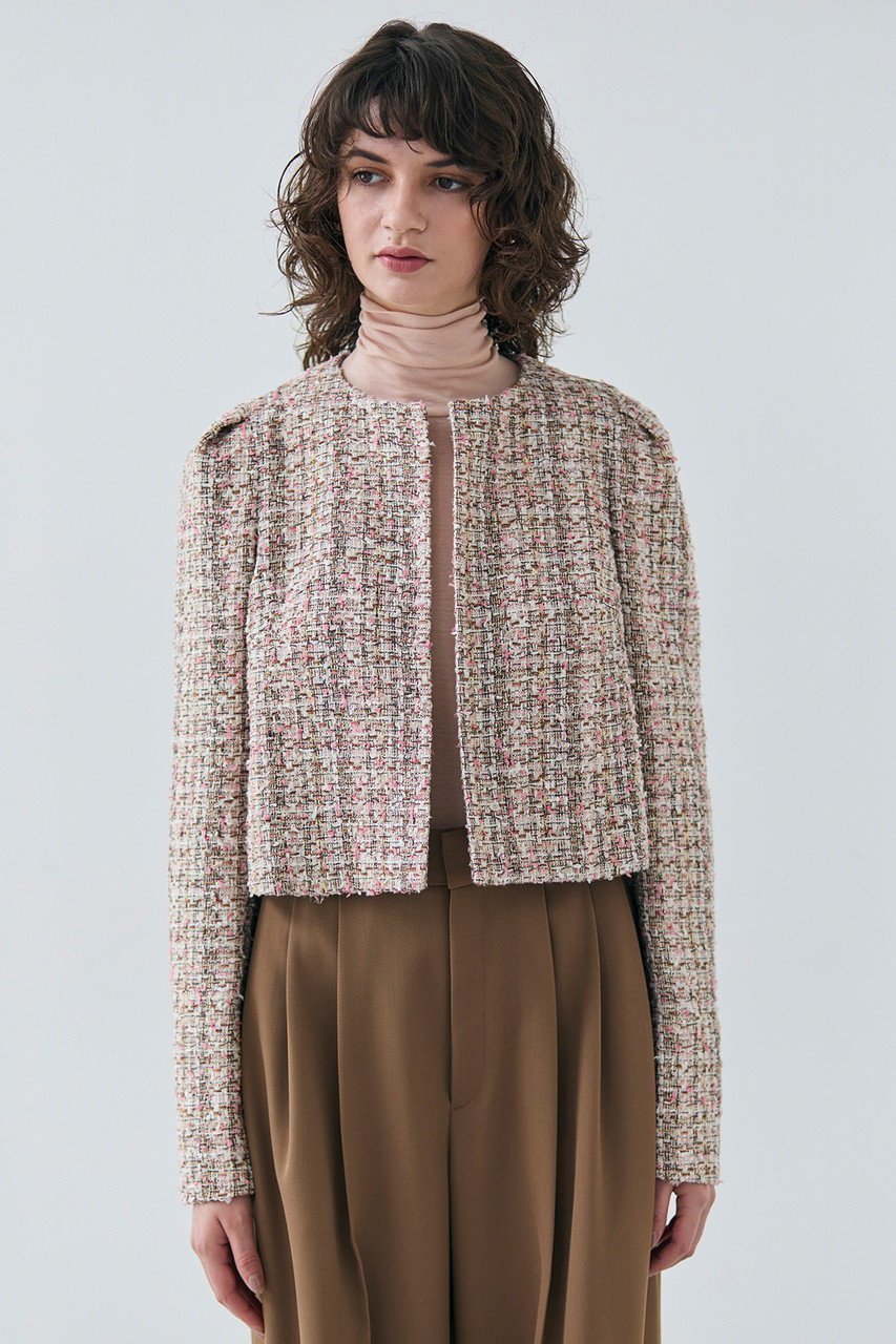 【ベイジ,/BEIGE,】のTEASEL(テーゼル)/ノーカラーツイードジャケット 人気、トレンドファッション・服の通販 founy(ファニー) 　ファッション　Fashion　レディースファッション　Fashion for Women　アウター　Coat / Outerwear Collection　レディースジャケット・軽アウター　Jackets　コンパクト　Compact, Small Size　シンプル　Simple, Minimal　ジャケット　Jacket, Outerwear　スリーブ　Sleeve, Long Sleeve / Short Sleeve　ツイード　Twill, Twill Weave　エレガント 上品　Elegant　other-8|ID: prp329100004345125 ipo3291000000035878373