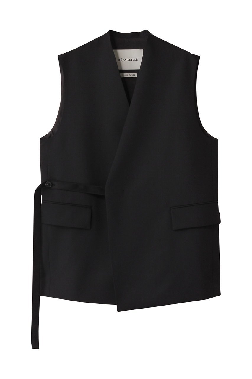 【デパリエ/DEPAREILLE】のウールナイロンツイルジレ インテリア・キッズ・メンズ・レディースファッション・服の通販 founy(ファニー) 　ファッション　Fashion　レディースファッション　Fashion for Women　アウター　Coat / Outerwear Collection　レディースジャケット・軽アウター　Jackets　おすすめ　Recommended / Our Picks　ジャケット　Jacket, Outerwear　セットアップ　Set-Up, Coordinated Outfit　ツイル　Twist, Twisted Detail　ベスト　Vest, Waistcoat　マニッシュ　Mannish, Boyish　ブラック|ID: prp329100004345127 ipo3291000000032966987