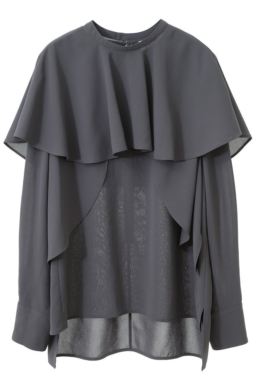 【マルティニーク/martinique】の【l heritage martinique】アルバトロスジョーゼットケープブラウス(取り外し可) インテリア・キッズ・メンズ・レディースファッション・服の通販 founy(ファニー) 　ファッション　Fashion　レディースファッション　Fashion for Women　トップス・カットソー　Cut & Sew Tops　シャツ・ブラウス・オフィスカジュアル　Elegant Blouses & Button-Ups　エレガント 上品　Elegant　ヴィンテージ　Vintage Style　クラシック　Classic, Timeless Style　ジョーゼット　Georgette, Semi-Sheer Fabric　スタンダード　Standard, Basic　スリーブ　Sleeve, Long Sleeve / Short Sleeve　バランス　Balance, Style Balance　フィット　Fit, Slim Fit　ラッフル　Ruffle, Frill　ロング　Long, Long-Length　おすすめ　Recommended / Our Picks　グレー|ID: prp329100004346203 ipo3291000000035041732