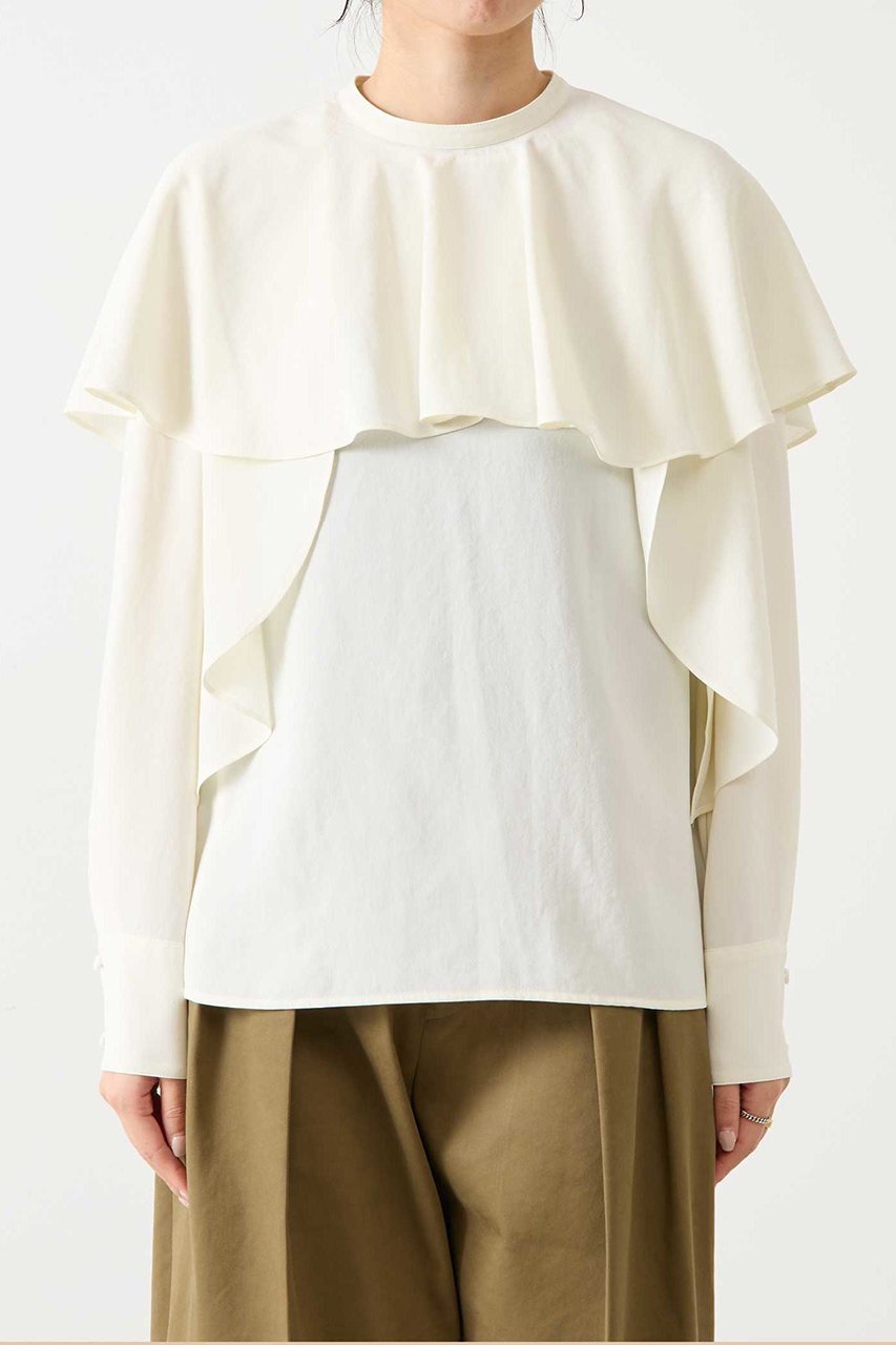 【マルティニーク/martinique】の【l heritage martinique】アルバトロスジョーゼットケープブラウス(取り外し可) 人気、トレンドファッション・服の通販 founy(ファニー) 　ファッション　Fashion　レディースファッション　Fashion for Women　トップス・カットソー　Cut & Sew Tops　シャツ・ブラウス・オフィスカジュアル　Elegant Blouses & Button-Ups　エレガント 上品　Elegant　ヴィンテージ　Vintage Style　クラシック　Classic, Timeless Style　ジョーゼット　Georgette, Semi-Sheer Fabric　スタンダード　Standard, Basic　スリーブ　Sleeve, Long Sleeve / Short Sleeve　バランス　Balance, Style Balance　フィット　Fit, Slim Fit　ラッフル　Ruffle, Frill　ロング　Long, Long-Length　おすすめ　Recommended / Our Picks　other-2|ID: prp329100004346203 ipo3291000000035041734