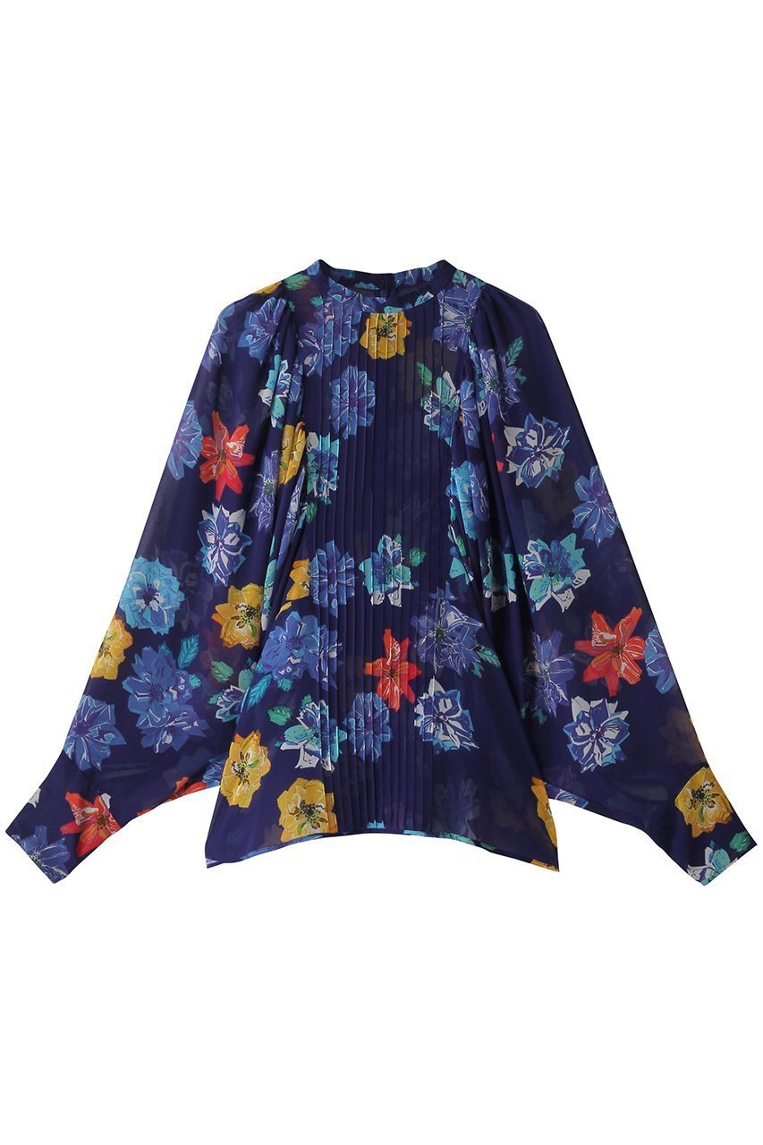 【マルティニーク/martinique】の【l heritage martinique】ヴィンテージフローラルプリントブラウス(セットアップ可) インテリア・キッズ・メンズ・レディースファッション・服の通販 founy(ファニー) 　ファッション　Fashion　レディースファッション　Fashion for Women　トップス・カットソー　Cut & Sew Tops　シャツ・ブラウス・オフィスカジュアル　Elegant Blouses & Button-Ups　ヴィンテージ　Vintage Style　ギャザー　Gathered, Ruffled　クラシック　Classic, Timeless Style　シフォン　Chiffon, Lightweight Fabric　スクエア　Square, Square Shape　スタンダード　Standard, Basic　スリーブ　Sleeve, Long Sleeve / Short Sleeve　セットアップ　Set-Up, Coordinated Outfit　デニム　Denim, Jeans Material　パターン　Pattern, Design Print　フロント　Front, Front Design　プリント　Print, Printed Pattern　プリーツ　Pleats, Pleated　ロング　Long, Long-Length　再入荷　Restock / Back in Stock　おすすめ　Recommended / Our Picks　ブルー|ID: prp329100004346206 ipo3291000000032705245