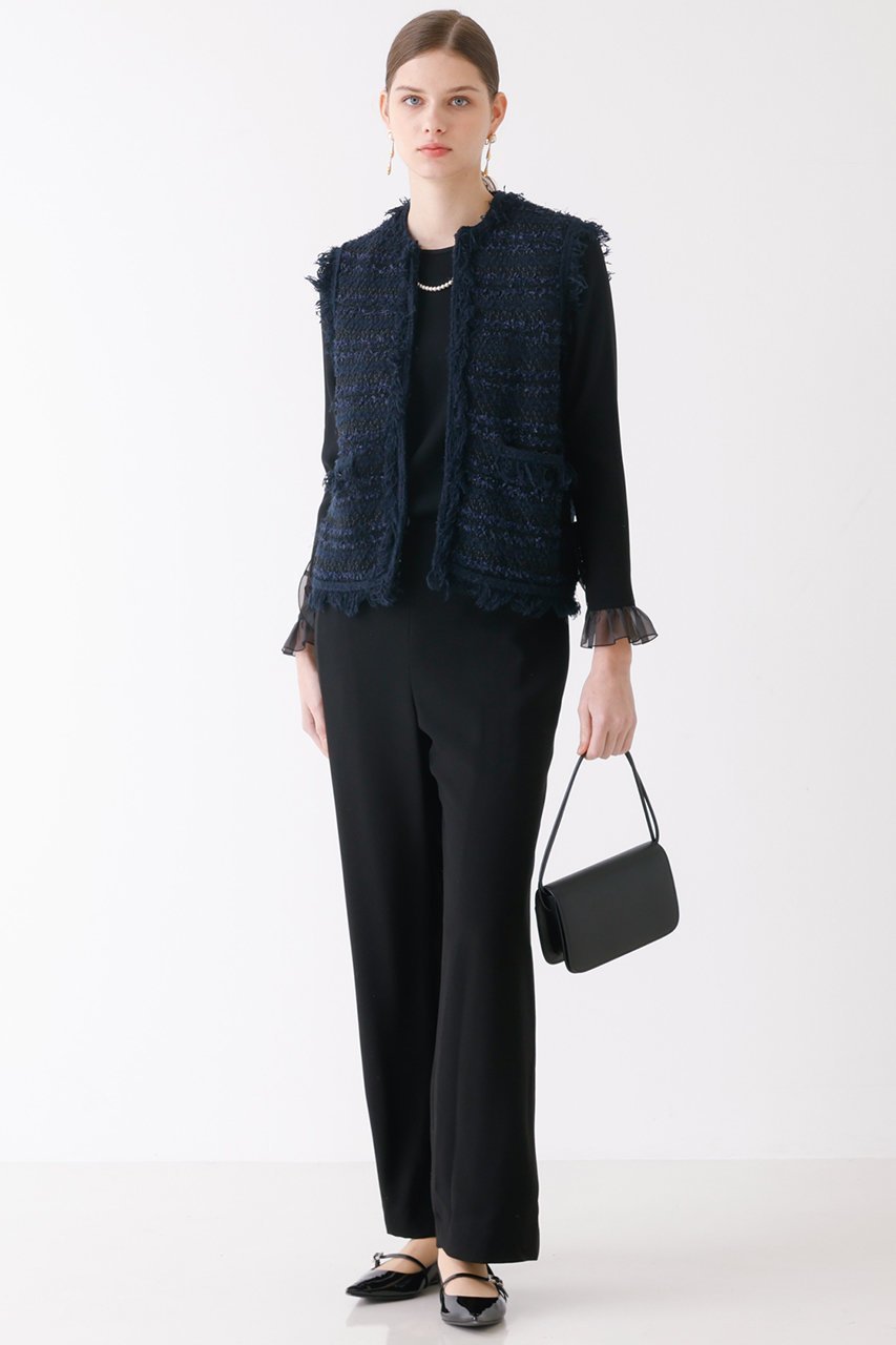 【デザイン ワークス/DESIGN WORKS】のニットツイードジレ 人気、トレンドファッション・服の通販 founy(ファニー) 　ファッション　Fashion　レディースファッション　Fashion for Women　アウター　Coat / Outerwear Collection　レディースジャケット・軽アウター　Jackets　シンプル　Simple, Minimal　ジャケット　Jacket, Outerwear　タンク　Tank Top, Sleeveless Top　フリンジ　Fringe, Tassel　ベスト　Vest, Waistcoat　other-3|ID: prp329100004347169 ipo3291000000032966565