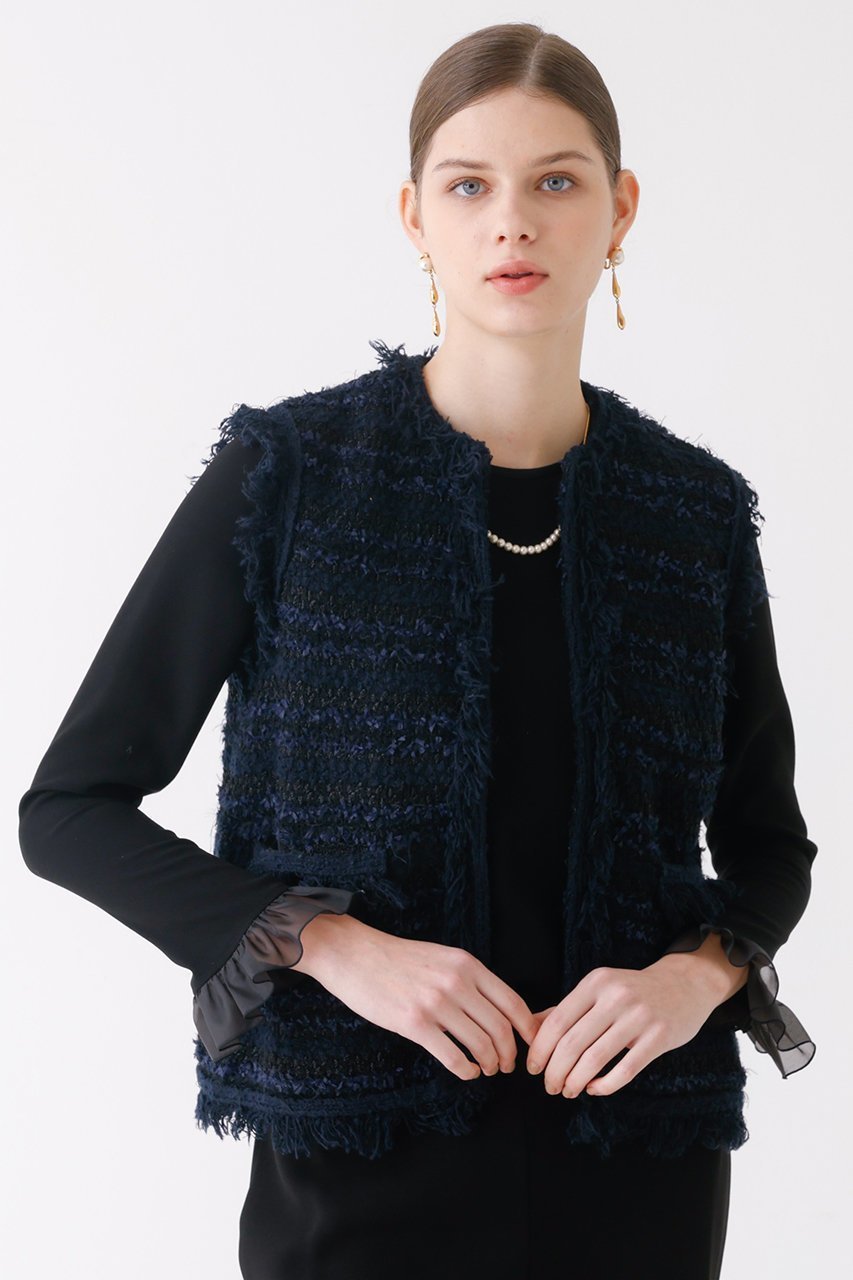【デザイン ワークス/DESIGN WORKS】のニットツイードジレ 人気、トレンドファッション・服の通販 founy(ファニー) 　ファッション　Fashion　レディースファッション　Fashion for Women　アウター　Coat / Outerwear Collection　レディースジャケット・軽アウター　Jackets　シンプル　Simple, Minimal　ジャケット　Jacket, Outerwear　タンク　Tank Top, Sleeveless Top　フリンジ　Fringe, Tassel　ベスト　Vest, Waistcoat　other-6|ID: prp329100004347169 ipo3291000000034956632
