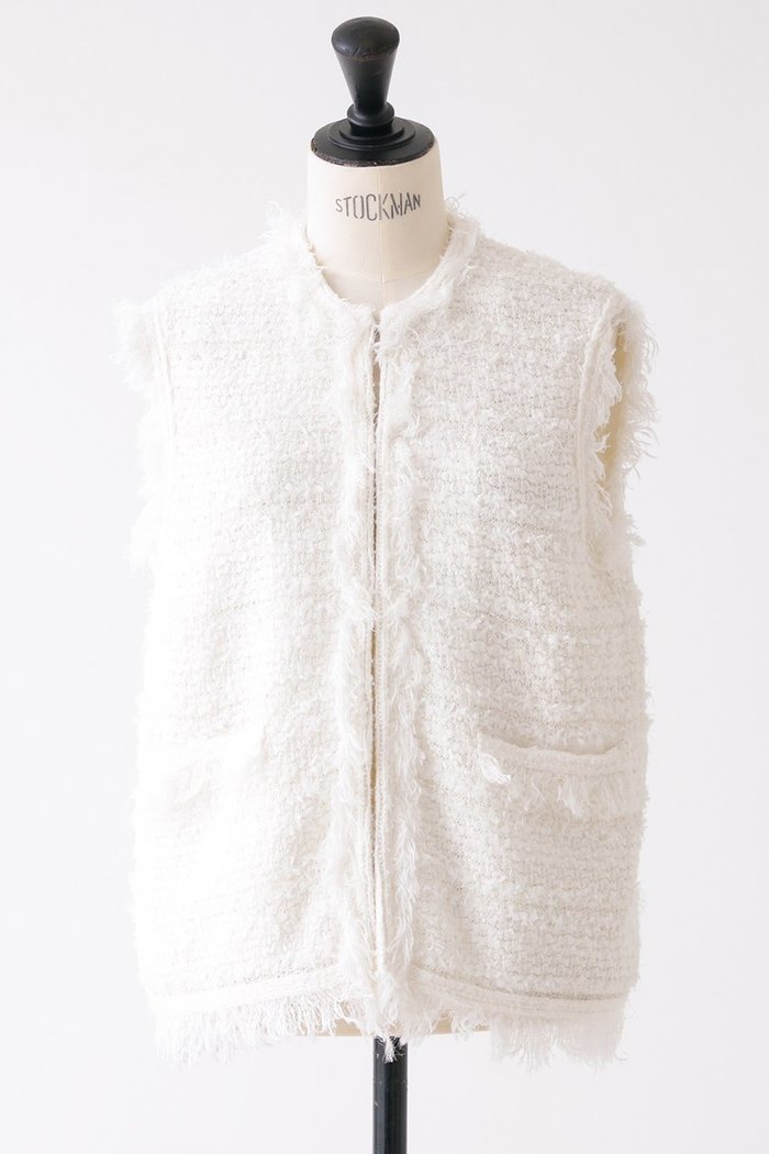 【デザイン ワークス/DESIGN WORKS】のニットツイードジレ インテリア・キッズ・メンズ・レディースファッション・服の通販 founy(ファニー) https://founy.com/ ファッション Fashion レディースファッション Fashion for Women アウター Coat / Outerwear Collection レディースジャケット・軽アウター Jackets シンプル Simple, Minimal ジャケット Jacket, Outerwear タンク Tank Top, Sleeveless Top フリンジ Fringe, Tassel ベスト Vest, Waistcoat |ID: prp329100004347169 ipo3291000000035552010