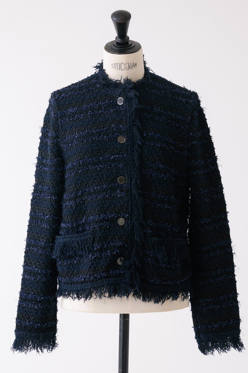 【デザイン ワークス/DESIGN WORKS】のニットツイードジャケット インテリア・キッズ・メンズ・レディースファッション・服の通販 founy(ファニー) 　ファッション　Fashion　レディースファッション　Fashion for Women　アウター　Coat / Outerwear Collection　レディースジャケット・軽アウター　Jackets　カーディガン　Cardigan, Knitwear　ジャケット　Jacket, Outerwear　デニム　Denim, Jeans Material　バランス　Balance, Style Balance　ワイド　Wide, Wide Fit　ネイビー|ID: prp329100004347170 ipo3291000000032966588