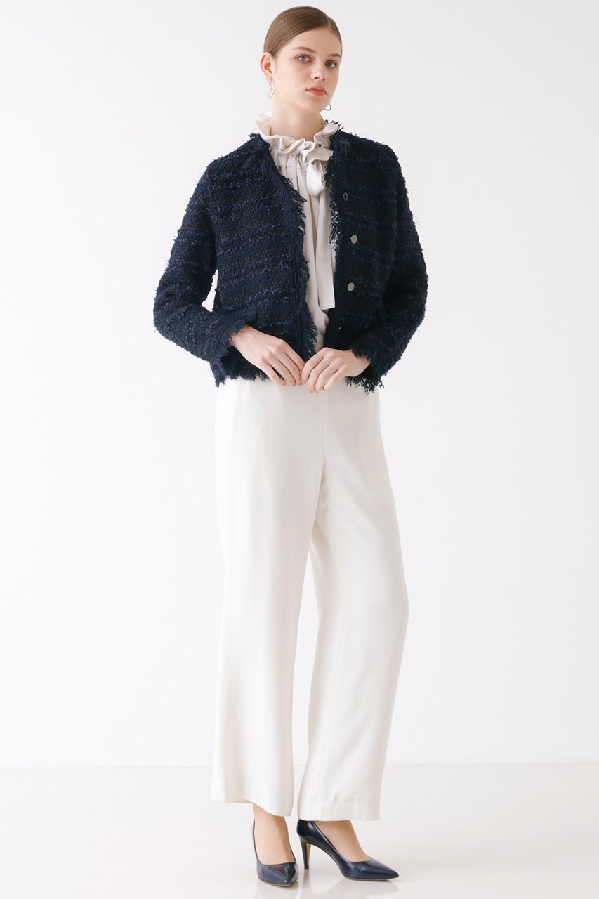 【デザイン ワークス/DESIGN WORKS】のニットツイードジャケット 人気、トレンドファッション・服の通販 founy(ファニー) 　ファッション　Fashion　レディースファッション　Fashion for Women　アウター　Coat / Outerwear Collection　レディースジャケット・軽アウター　Jackets　カーディガン　Cardigan, Knitwear　ジャケット　Jacket, Outerwear　デニム　Denim, Jeans Material　バランス　Balance, Style Balance　ワイド　Wide, Wide Fit　other-3|ID: prp329100004347170 ipo3291000000034956641