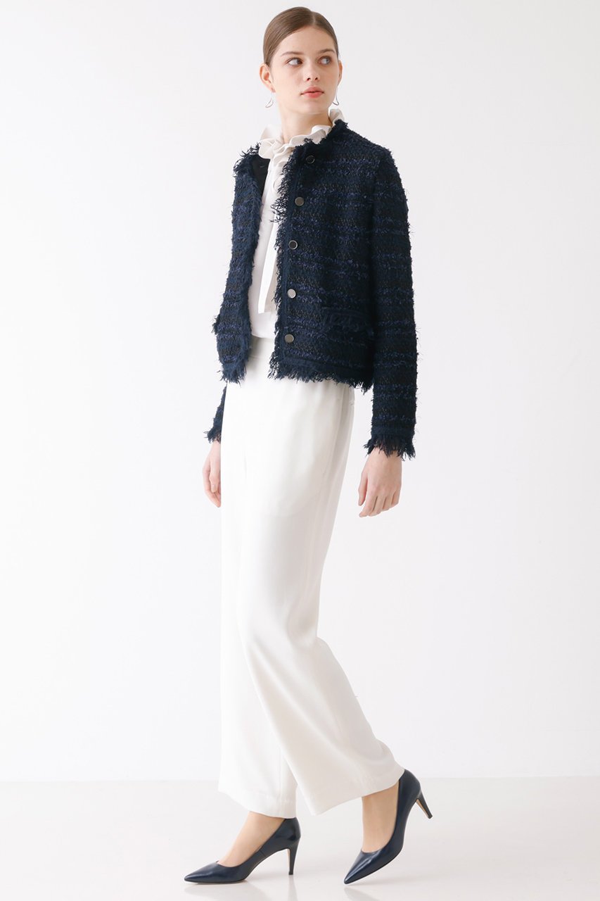 【デザイン ワークス/DESIGN WORKS】のニットツイードジャケット 人気、トレンドファッション・服の通販 founy(ファニー) 　ファッション　Fashion　レディースファッション　Fashion for Women　アウター　Coat / Outerwear Collection　レディースジャケット・軽アウター　Jackets　カーディガン　Cardigan, Knitwear　ジャケット　Jacket, Outerwear　デニム　Denim, Jeans Material　バランス　Balance, Style Balance　ワイド　Wide, Wide Fit　other-4|ID: prp329100004347170 ipo3291000000034956643