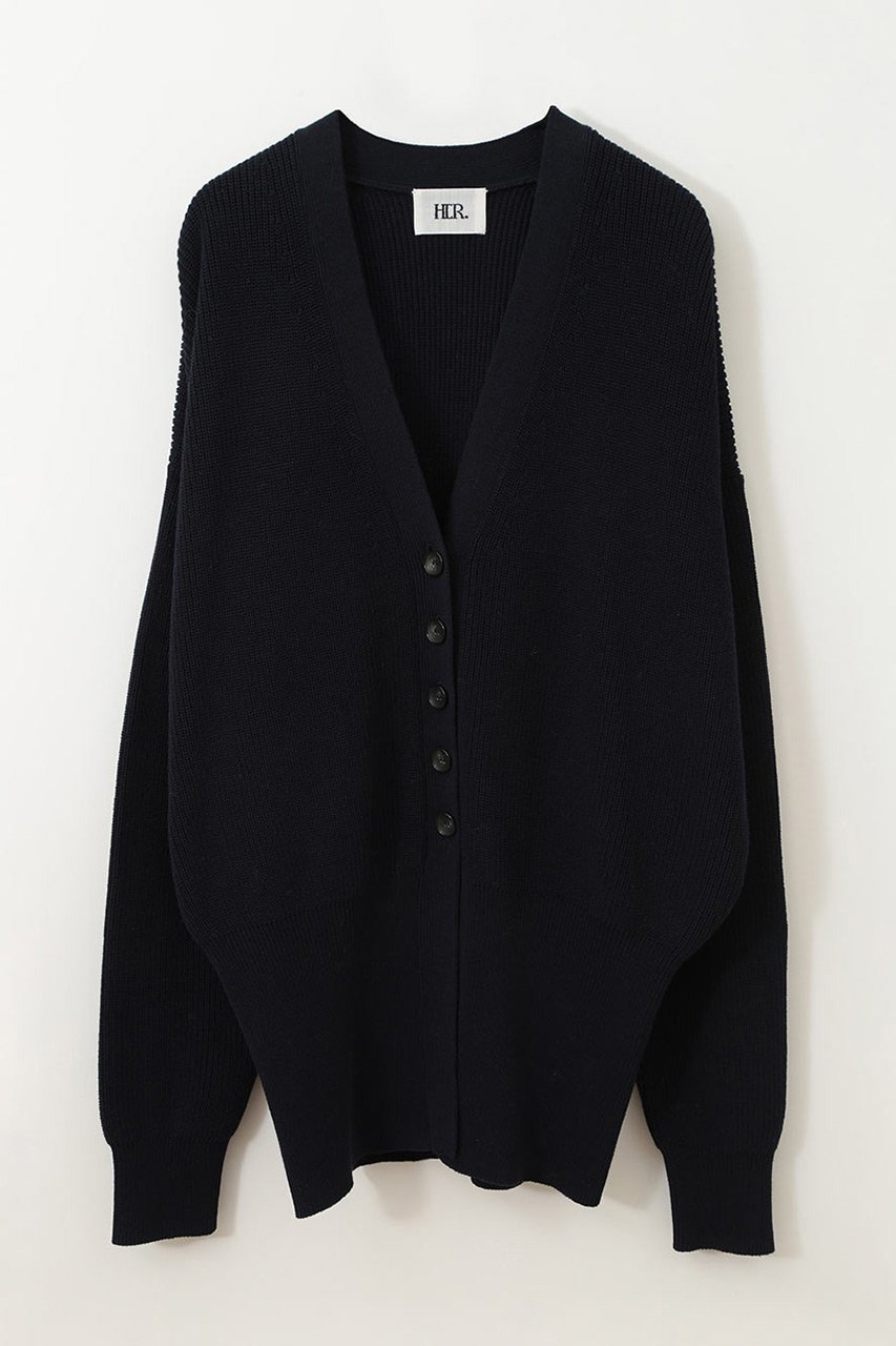 【ハー/HER.】のウエストマーク片畦カーディガン インテリア・キッズ・メンズ・レディースファッション・服の通販 founy(ファニー) 　ファッション　Fashion　レディースファッション　Fashion for Women　トップス・カットソー　Cut & Sew Tops　ニット　Knit Tops & Sweaters　カーディガン・羽織り　Layered Style Cardigans　カーディガン　Cardigan, Knitwear　フィット　Fit, Slim Fit　ブラウジング　Blouson Silhouette, Cinched Waist　ペプラム　Peplum, Flared Hem　畦　Ribbed Knit　ネイビー|ID: prp329100004347174 ipo3291000000032955820