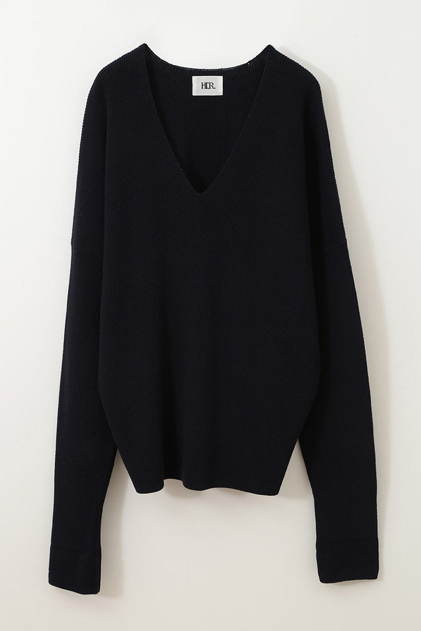 【ハー/HER.】のVネック片畦プルオーバー インテリア・キッズ・メンズ・レディースファッション・服の通販 founy(ファニー) 　ファッション　Fashion　レディースファッション　Fashion for Women　トップス・カットソー　Cut & Sew Tops　ニット　Knit Tops & Sweaters　カジュアルプルオーバー・ニットトップス　Pullovers & Knit Tops / Casual Pullovers　Vネックトップス　V-Neck Tops / V-Cut Neckline Shirts　ミドル　Middle Length, Mid Height　再入荷　Restock / Back in Stock　春　Spring　畦　Ribbed Knit　ネイビー|ID: prp329100004347175 ipo3291000000032947616
