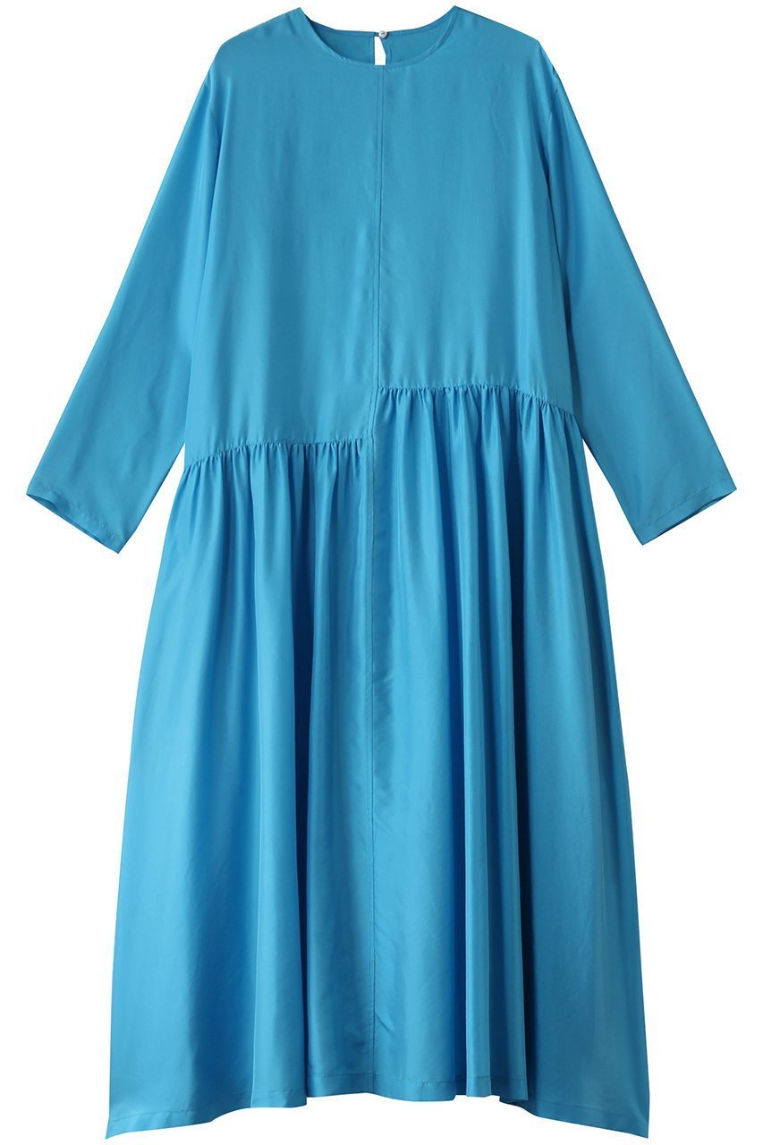 【ハウス オブ ロータス/HOUSE OF LOTUS】のシルクハブタエアシンメトリーワンピース インテリア・キッズ・メンズ・レディースファッション・服の通販 founy(ファニー) 　ファッション　Fashion　レディースファッション　Fashion for Women　ワンピース　Dresses　チュニック　Tunic Tops & Dresses　なめらか　Smooth, Silky Texture　アシンメトリー　Asymmetrical Style　エレガント 上品　Elegant　ギャザー　Gathered, Ruffled　シルク　Silk, 100% Silk　チュニック　Tunic, Long Top　フレア　Flare, Flared　ロング　Long, Long-Length　ブルー|ID: prp329100004347993 ipo3291000000034952477