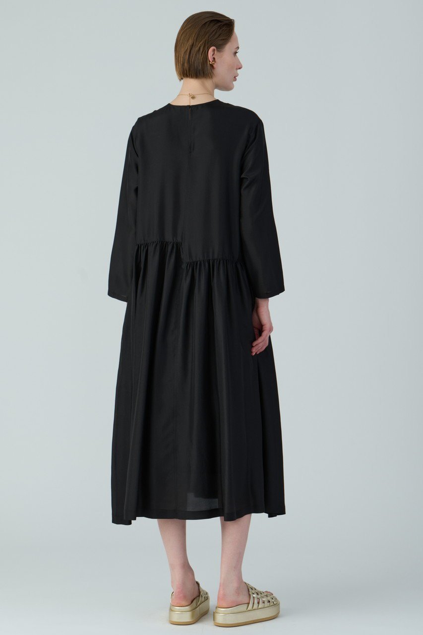 【ハウス オブ ロータス/HOUSE OF LOTUS】のシルクハブタエアシンメトリーワンピース 人気、トレンドファッション・服の通販 founy(ファニー) 　ファッション　Fashion　レディースファッション　Fashion for Women　ワンピース　Dresses　チュニック　Tunic Tops & Dresses　なめらか　Smooth, Silky Texture　アシンメトリー　Asymmetrical Style　エレガント 上品　Elegant　ギャザー　Gathered, Ruffled　シルク　Silk, 100% Silk　チュニック　Tunic, Long Top　フレア　Flare, Flared　ロング　Long, Long-Length　other-7|ID: prp329100004347993 ipo3291000000034952488