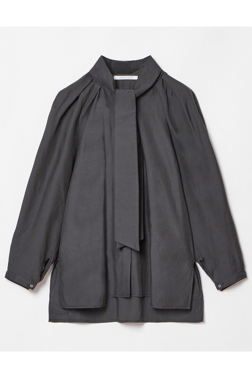 【ハウス オブ ロータス/HOUSE OF LOTUS】のダスティーツイルフォルムスリーブブラウス インテリア・キッズ・メンズ・レディースファッション・服の通販 founy(ファニー) 　ファッション　Fashion　レディースファッション　Fashion for Women　トップス・カットソー　Cut & Sew Tops　シャツ・ブラウス・オフィスカジュアル　Elegant Blouses & Button-Ups　コンパクト　Compact, Small Size　スリーブ　Sleeve, Long Sleeve / Short Sleeve　ロング　Long, Long-Length　ヴィンテージ　Vintage Style　ネイビー|ID: prp329100004348006 ipo3291000000034952422