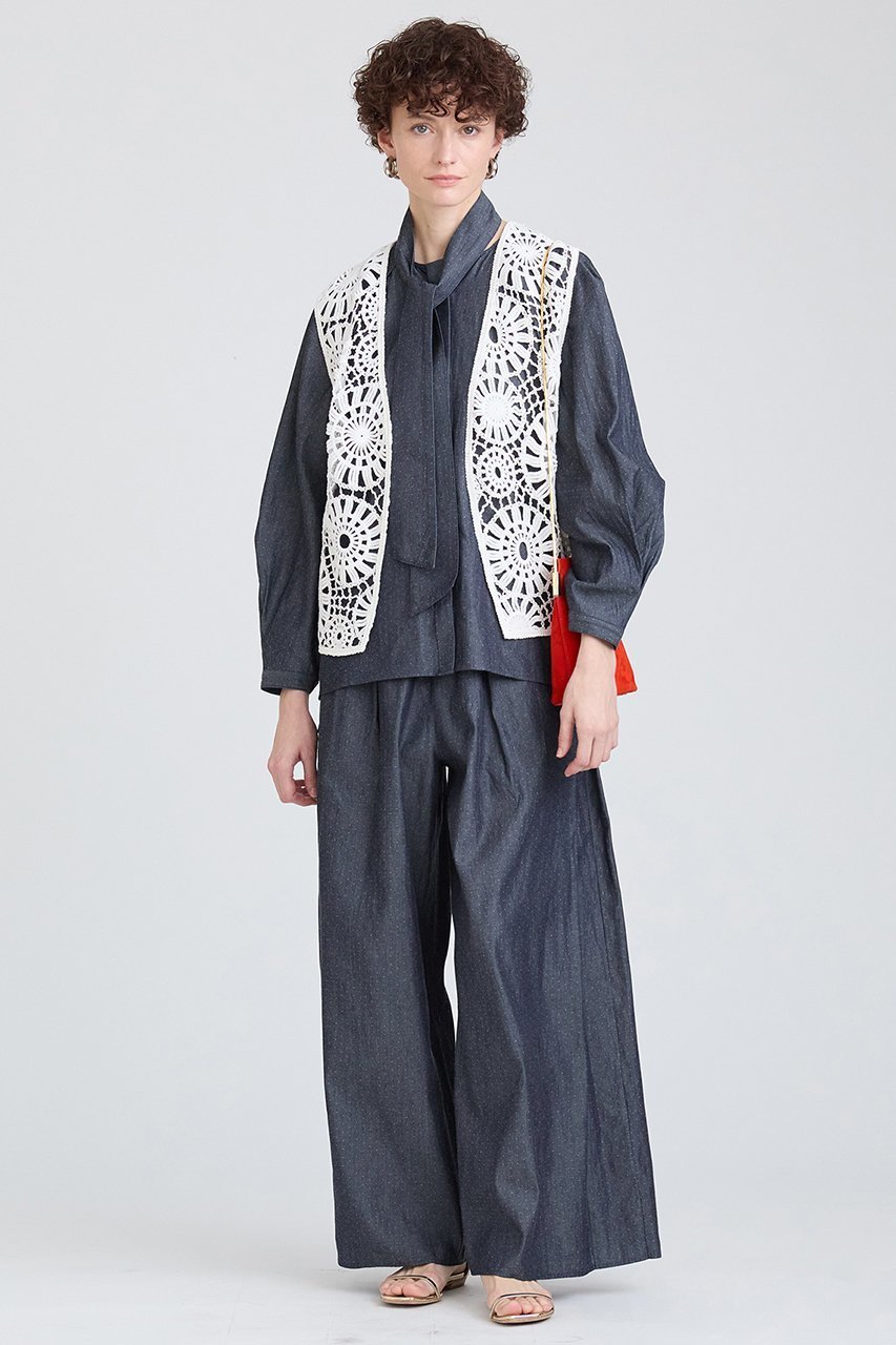 【ハウス オブ ロータス/HOUSE OF LOTUS】のデニムドビータックパンツ 人気、トレンドファッション・服の通販 founy(ファニー) 　ファッション　Fashion　レディースファッション　Fashion for Women　パンツ　Pants & Trousers　デニムパンツ・ジーンズ・美脚デニム　Denim Jeans & Pants　イタリア　Italy　インディゴ　Indigo Denim　デニム　Denim, Jeans Material　フロント　Front, Front Design　ボックス　Boxy, Box Shape　リラックス　Relax, Relaxed Fit　エレガント 上品　Elegant　other-4|ID: prp329100004348007 ipo3291000000035566958