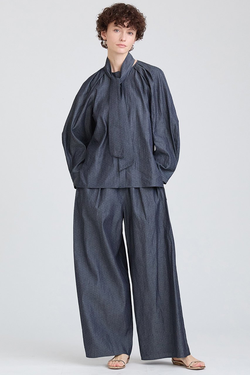 【ハウス オブ ロータス/HOUSE OF LOTUS】のデニムドビータックパンツ 人気、トレンドファッション・服の通販 founy(ファニー) 　ファッション　Fashion　レディースファッション　Fashion for Women　パンツ　Pants & Trousers　デニムパンツ・ジーンズ・美脚デニム　Denim Jeans & Pants　イタリア　Italy　インディゴ　Indigo Denim　デニム　Denim, Jeans Material　フロント　Front, Front Design　ボックス　Boxy, Box Shape　リラックス　Relax, Relaxed Fit　エレガント 上品　Elegant　other-7|ID: prp329100004348007 ipo3291000000035566966