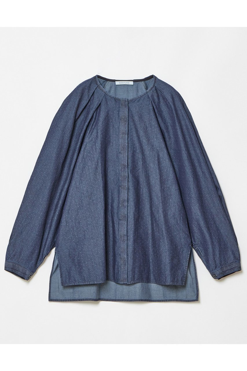 【ハウス オブ ロータス/HOUSE OF LOTUS】のデニムドビーフォルムスリーブブラウス 人気、トレンドファッション・服の通販 founy(ファニー) 　ファッション　Fashion　レディースファッション　Fashion for Women　トップス・カットソー　Cut & Sew Tops　シャツ・ブラウス・オフィスカジュアル　Elegant Blouses & Button-Ups　イタリア　Italy　インディゴ　Indigo Denim　エレガント 上品　Elegant　スリーブ　Sleeve, Long Sleeve / Short Sleeve　デニム　Denim, Jeans Material　ロング　Long, Long-Length　再入荷　Restock / Back in Stock　other-3|ID: prp329100004348008 ipo3291000000032846255