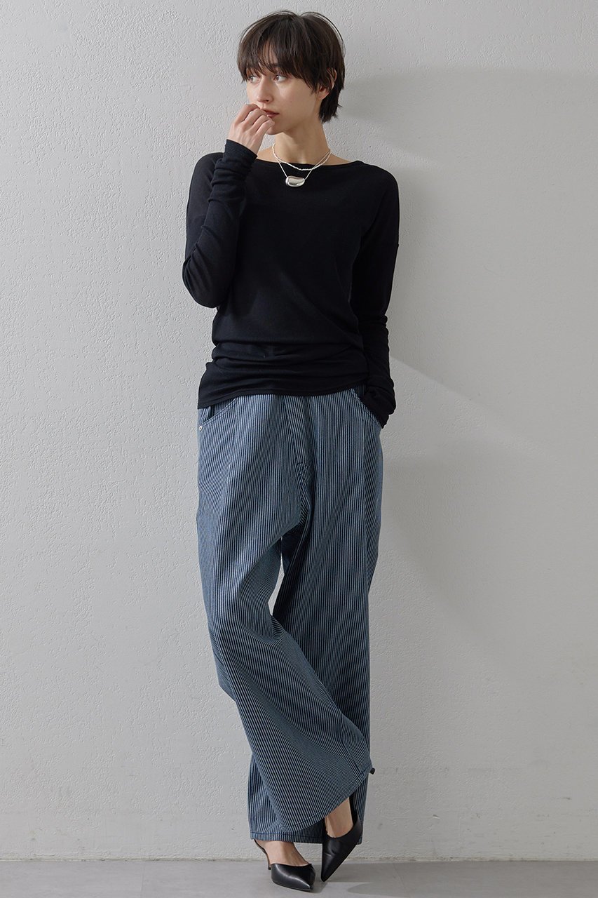 【ウィムガゼット/Whim Gazette】の【THE PAUSE】ラップパンツ インテリア・キッズ・メンズ・レディースファッション・服の通販 founy(ファニー) 　ファッション　Fashion　レディースファッション　Fashion for Women　パンツ　Pants & Trousers　ストライプ　Stripe, Striped Pattern　デニム　Denim, Jeans Material　フロント　Front, Front Design　ラップ　Wrap, Wrap Design　インディゴブルー|ID: prp329100004348047 ipo3291000000032914373