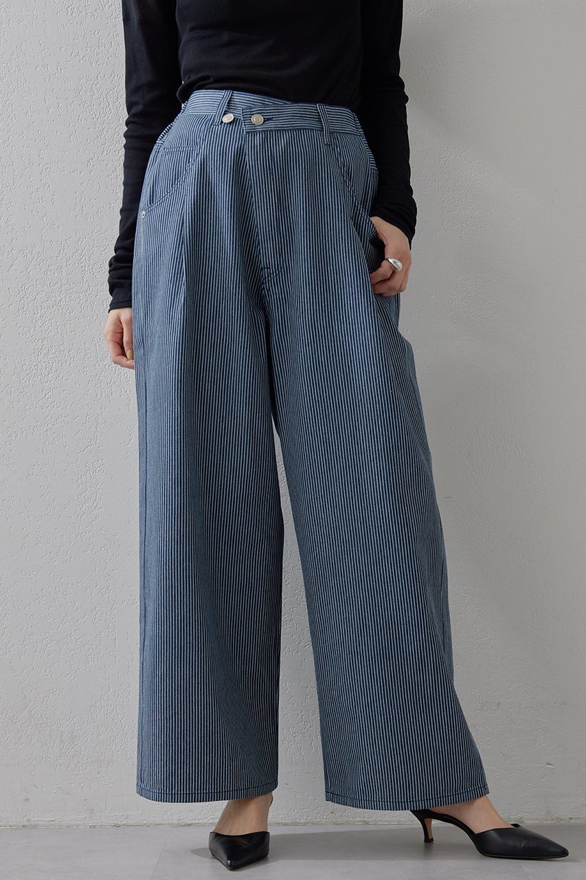 【ウィムガゼット/Whim Gazette】の【THE PAUSE】ラップパンツ 人気、トレンドファッション・服の通販 founy(ファニー) 　ファッション　Fashion　レディースファッション　Fashion for Women　パンツ　Pants & Trousers　ストライプ　Stripe, Striped Pattern　デニム　Denim, Jeans Material　フロント　Front, Front Design　ラップ　Wrap, Wrap Design　other-2|ID: prp329100004348047 ipo3291000000035769355