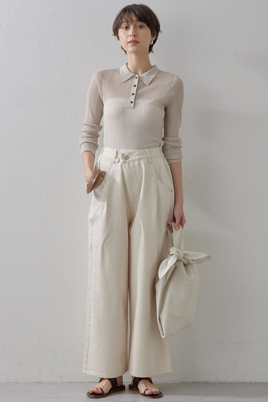 【ウィムガゼット/Whim Gazette】の【THE PAUSE】ラップパンツ インテリア・キッズ・メンズ・レディースファッション・服の通販 founy(ファニー) 　ファッション　Fashion　レディースファッション　Fashion for Women　パンツ　Pants & Trousers　ストライプ　Stripe, Striped Pattern　デニム　Denim, Jeans Material　フロント　Front, Front Design　ラップ　Wrap, Wrap Design　オフホワイト|ID: prp329100004348047 ipo3291000000036099969