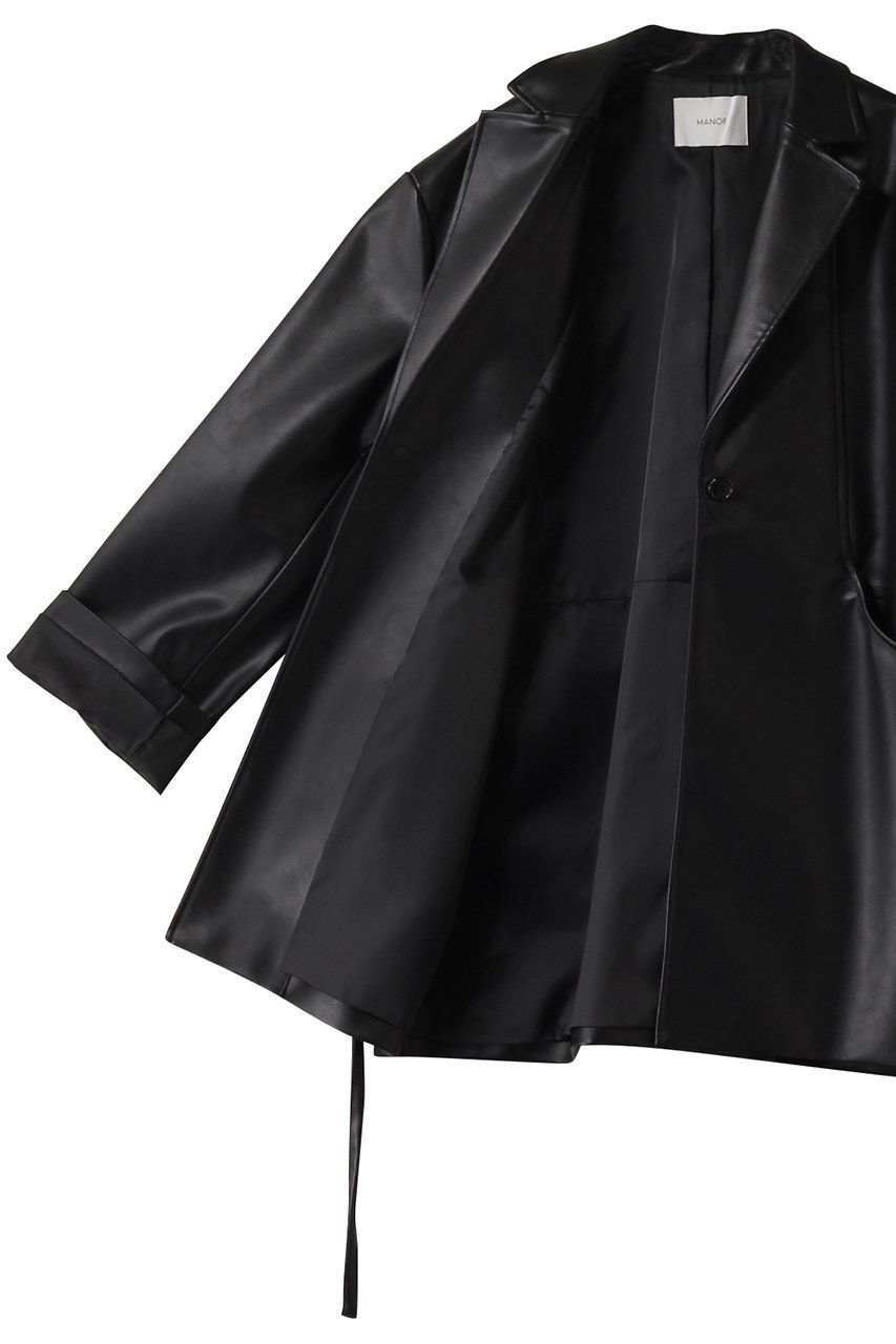 【マノフ/MANOF】のFAUX LEATHER JACKET/コート 人気、トレンドファッション・服の通販 founy(ファニー) 　ファッション　Fashion　レディースファッション　WOMEN　アウター　Coat Outerwear　コート　Coats　ジャケット　Jackets　ジャケット　Jacket　トレンド　Trend　フェイクレザー　Faux Leather　ポケット　Pocket　other-7|ID: prp329100004349111 ipo3291000000031351573