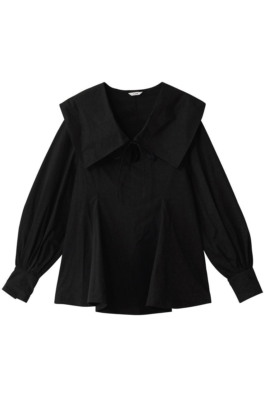【クラネ/CLANE】のBIG COLLAR DRAWSTRING BLOUSE/シャツ インテリア・キッズ・メンズ・レディースファッション・服の通販 founy(ファニー) 　ファッション　Fashion　レディースファッション　Fashion for Women　トップス・カットソー　Cut & Sew Tops　シャツ・ブラウス・オフィスカジュアル　Elegant Blouses & Button-Ups　シェイプ　Shape, Slim Fit　スリーブ　Sleeve, Long Sleeve / Short Sleeve　デニム　Denim, Jeans Material　トレンド　Trend, Trending Now　フレア　Flare, Flared　ボトム　Bottoms, Lower Wear　ロング　Long, Long-Length　ワイド　Wide, Wide Fit　BLACK|ID: prp329100004349114 ipo3291000000032874318
