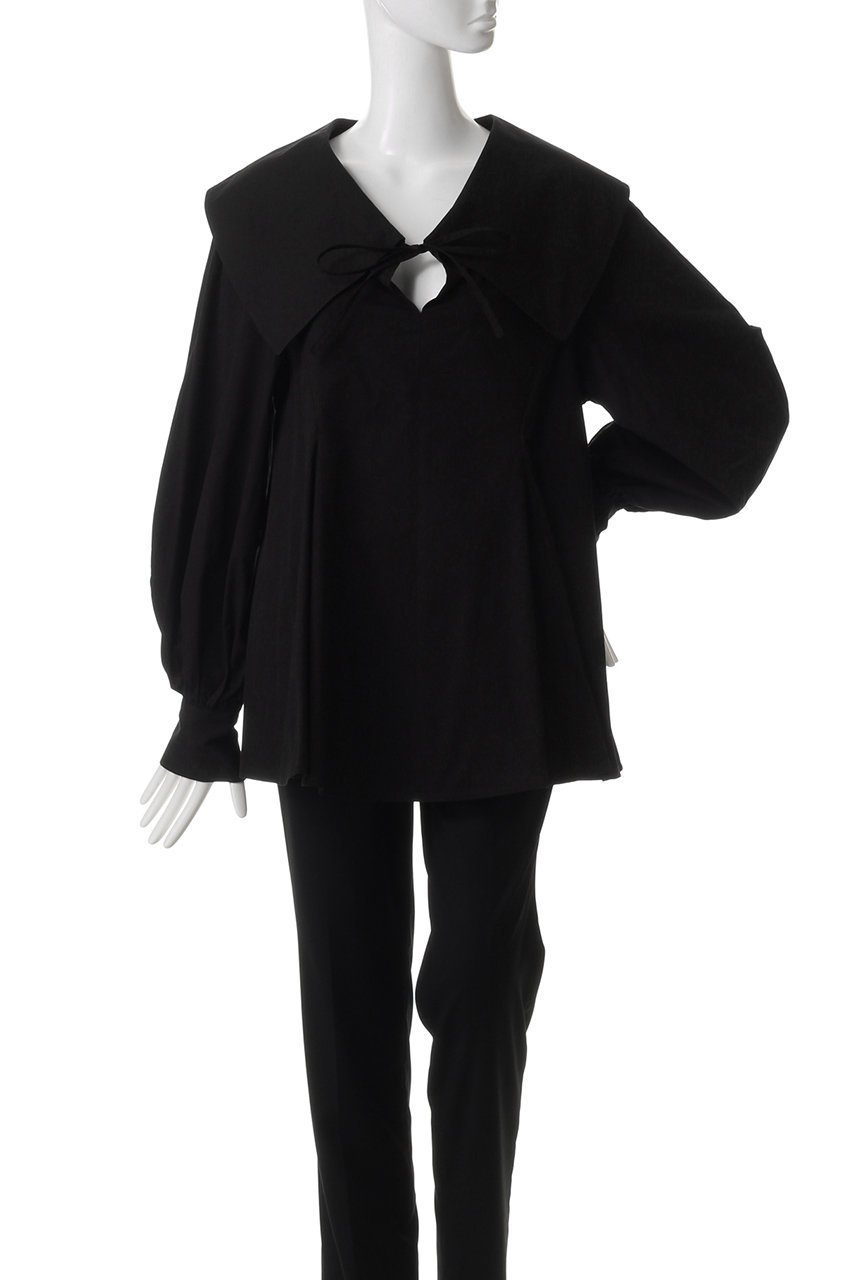 【クラネ/CLANE】のBIG COLLAR DRAWSTRING BLOUSE/シャツ 人気、トレンドファッション・服の通販 founy(ファニー) 　ファッション　Fashion　レディースファッション　Fashion for Women　トップス・カットソー　Cut & Sew Tops　シャツ・ブラウス・オフィスカジュアル　Elegant Blouses & Button-Ups　シェイプ　Shape, Slim Fit　スリーブ　Sleeve, Long Sleeve / Short Sleeve　デニム　Denim, Jeans Material　トレンド　Trend, Trending Now　フレア　Flare, Flared　ボトム　Bottoms, Lower Wear　ロング　Long, Long-Length　ワイド　Wide, Wide Fit　other-2|ID: prp329100004349114 ipo3291000000032874324