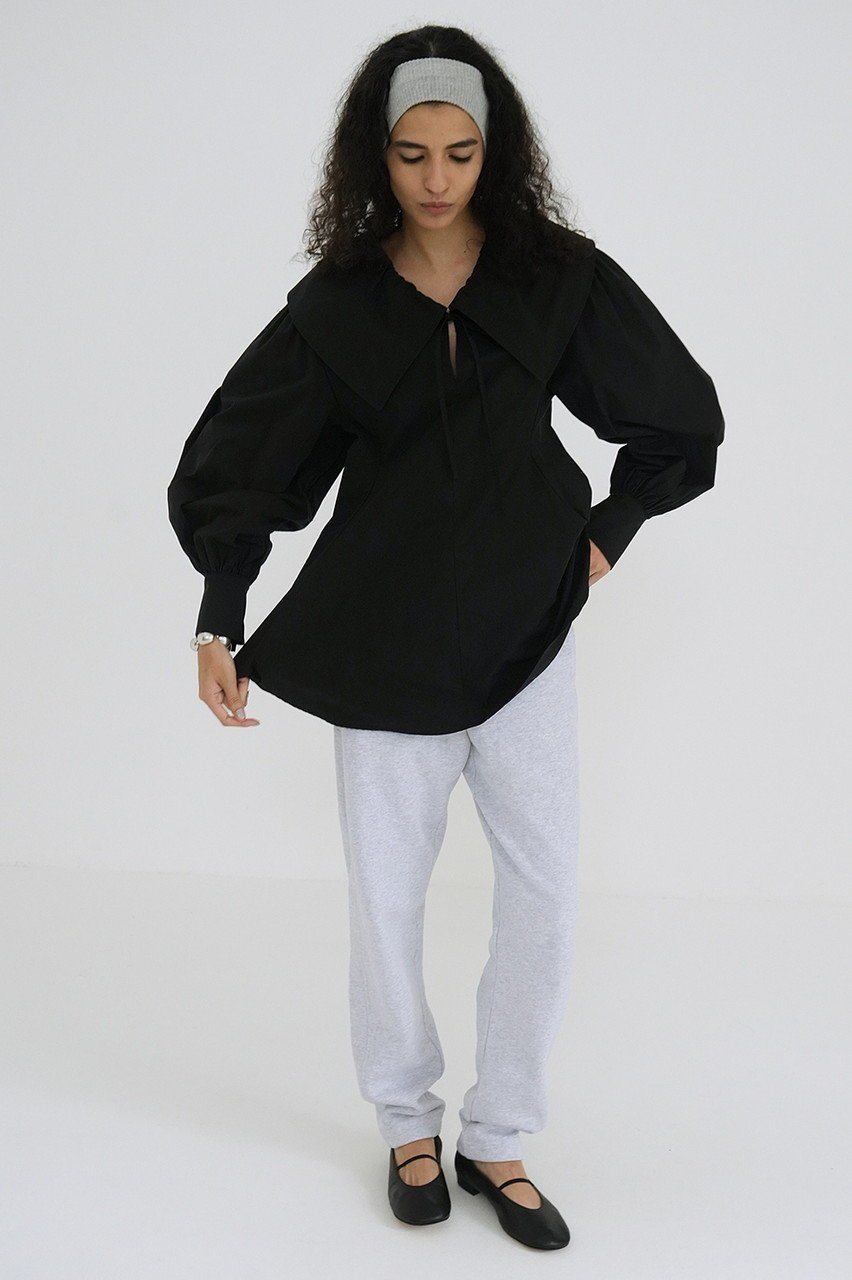 【クラネ/CLANE】のBIG COLLAR DRAWSTRING BLOUSE/シャツ 人気、トレンドファッション・服の通販 founy(ファニー) 　ファッション　Fashion　レディースファッション　Fashion for Women　トップス・カットソー　Cut & Sew Tops　シャツ・ブラウス・オフィスカジュアル　Elegant Blouses & Button-Ups　シェイプ　Shape, Slim Fit　スリーブ　Sleeve, Long Sleeve / Short Sleeve　デニム　Denim, Jeans Material　トレンド　Trend, Trending Now　フレア　Flare, Flared　ボトム　Bottoms, Lower Wear　ロング　Long, Long-Length　ワイド　Wide, Wide Fit　other-6|ID: prp329100004349114 ipo3291000000032874343