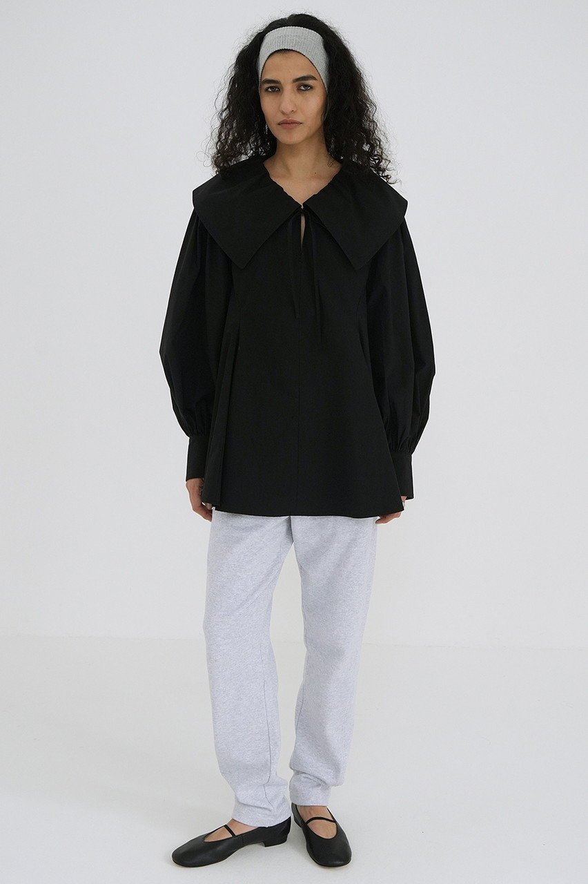 【クラネ/CLANE】のBIG COLLAR DRAWSTRING BLOUSE/シャツ 人気、トレンドファッション・服の通販 founy(ファニー) 　ファッション　Fashion　レディースファッション　Fashion for Women　トップス・カットソー　Cut & Sew Tops　シャツ・ブラウス・オフィスカジュアル　Elegant Blouses & Button-Ups　シェイプ　Shape, Slim Fit　スリーブ　Sleeve, Long Sleeve / Short Sleeve　デニム　Denim, Jeans Material　トレンド　Trend, Trending Now　フレア　Flare, Flared　ボトム　Bottoms, Lower Wear　ロング　Long, Long-Length　ワイド　Wide, Wide Fit　other-7|ID: prp329100004349114 ipo3291000000032874348