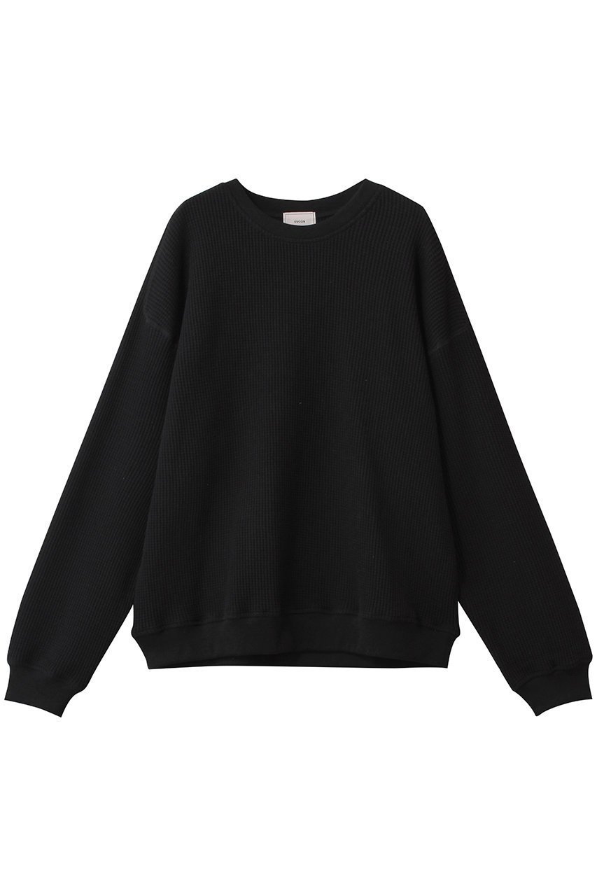 【エビコン/EVCON】の【UNISEX】WAFFLE CREW NECK/カットソー インテリア・キッズ・メンズ・レディースファッション・服の通販 founy(ファニー) 　ファッション　Fashion　レディースファッション　Fashion for Women　トップス・カットソー　Cut & Sew Tops　シャツ・ブラウス・オフィスカジュアル　Elegant Blouses & Button-Ups　ロングTシャツ・Tシャツ　Longline T-Shirts & Tees　カットソー・ベーシックTシャツ　Cut-and-Sewn Tops / Stretch Tees & Basics　ユニセックス　Unisex, Genderless　カットソー　Cut and Sewn Top　スリーブ　Sleeve, Long Sleeve / Short Sleeve　ロング　Long, Long-Length　ワッフル　Waffle, Waffle Knit　BLACK|ID: prp329100004349122 ipo3291000000032883633