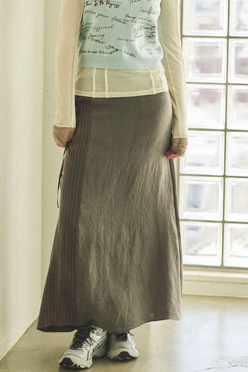 【メゾンスペシャル/MAISON SPECIAL】のSatin Docking Maxi Skirt/サテンドッキングマキシスカート 人気、トレンドファッション・服の通販 founy(ファニー) 　ファッション　Fashion　レディースファッション　Fashion for Women　スカート　Skirts　ロングスカート　Long Skirts / Maxi & Midi Skirts　サテン　Satin, Glossy Fabric　ストライプ　Stripe, Striped Pattern　ドッキング　Docking, Mixed Material　ドレープ　Drape, Draping Fabric　プリント　Print, Printed Pattern　無地　Plain, Solid Color　ラップ　Wrap, Wrap Design　ロング　Long, Long-Length　おすすめ　Recommended / Our Picks　エレガント 上品　Elegant　other-8|ID: prp329100004350317 ipo3291000000032825793